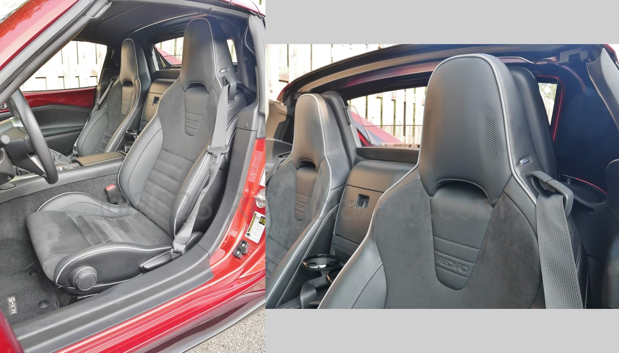 2023 Mazda MX-5 Miata RF Club: Recaro seats feature sueded inserts for enhanced occupant stability