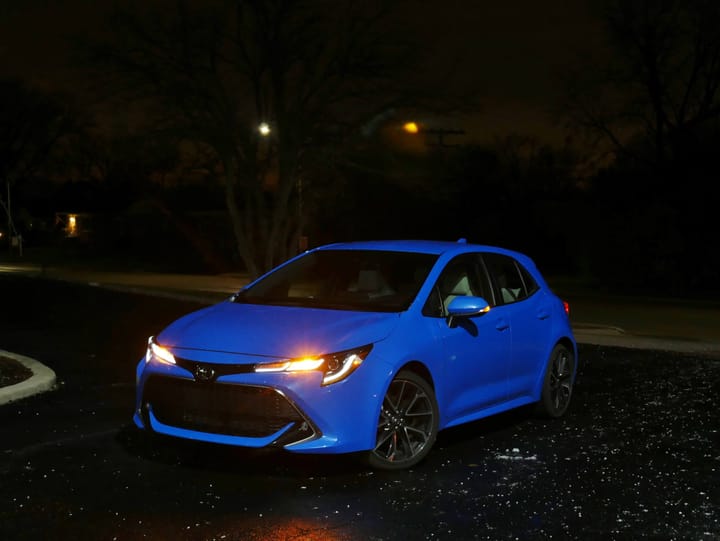 2019 Toyota Corolla Hatchback XSE exterior blue flame