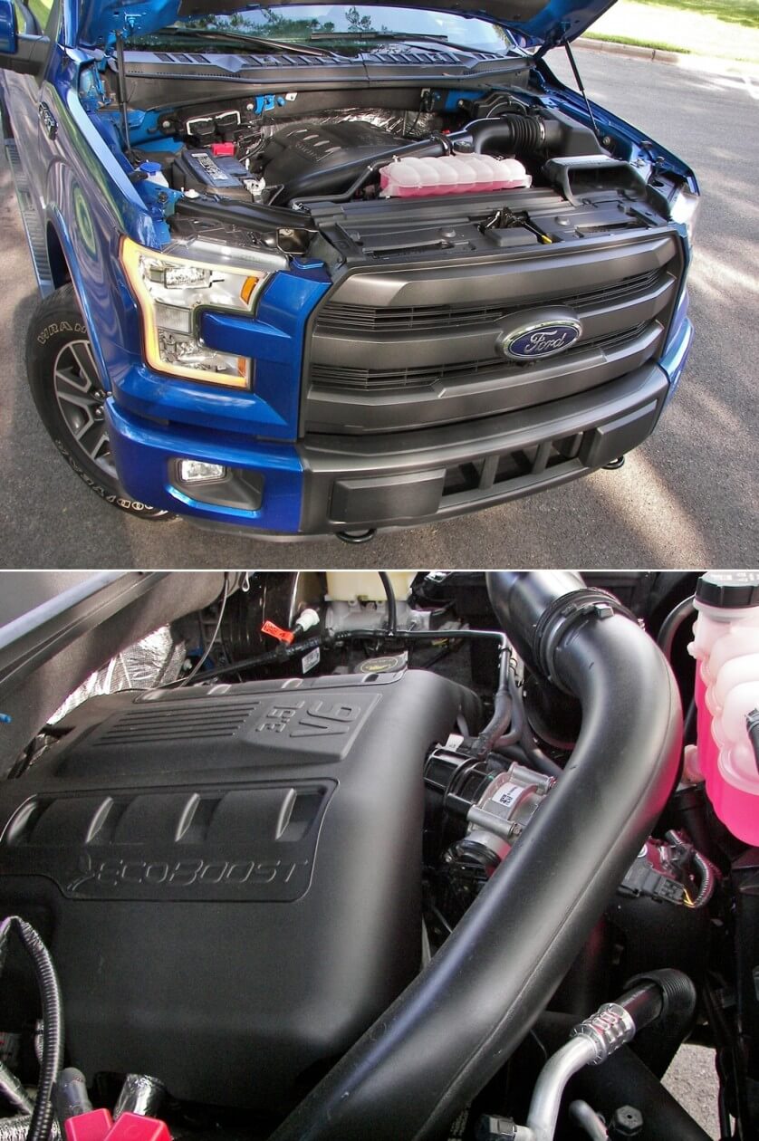2016 Ford F-150 Supercrew 4x4 Lariat: turbocharger 3.5L DI 24V DOHC gas V-6 engine, 6-speed planetary automatic transmission, 2-speed helical AWD transfer case