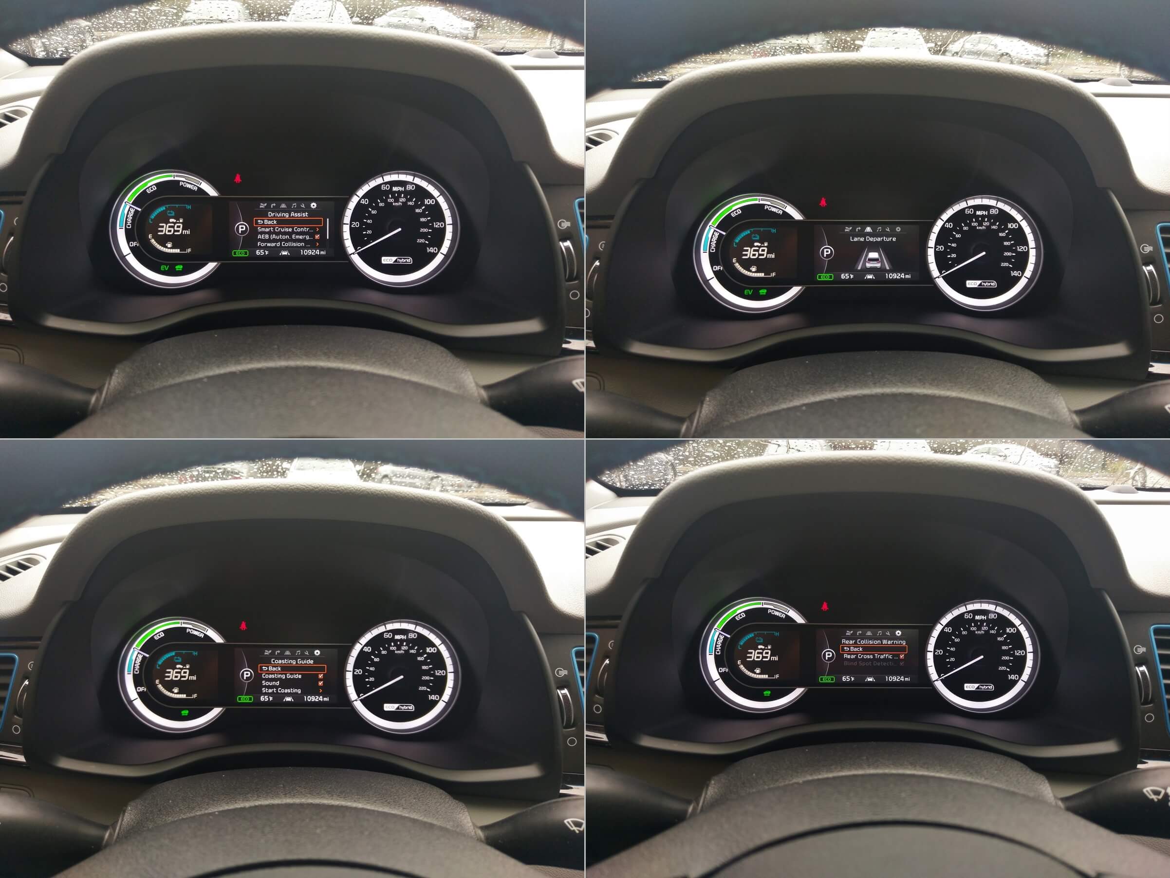2017 Kia Niro Hybrid Touring: Adaptive Tech. Pkg. ($1900 opt.) includes Driver assist functions: include Rear cross traffic alert, Blind spot & Lane departure warning, Collision avoidance e-braking