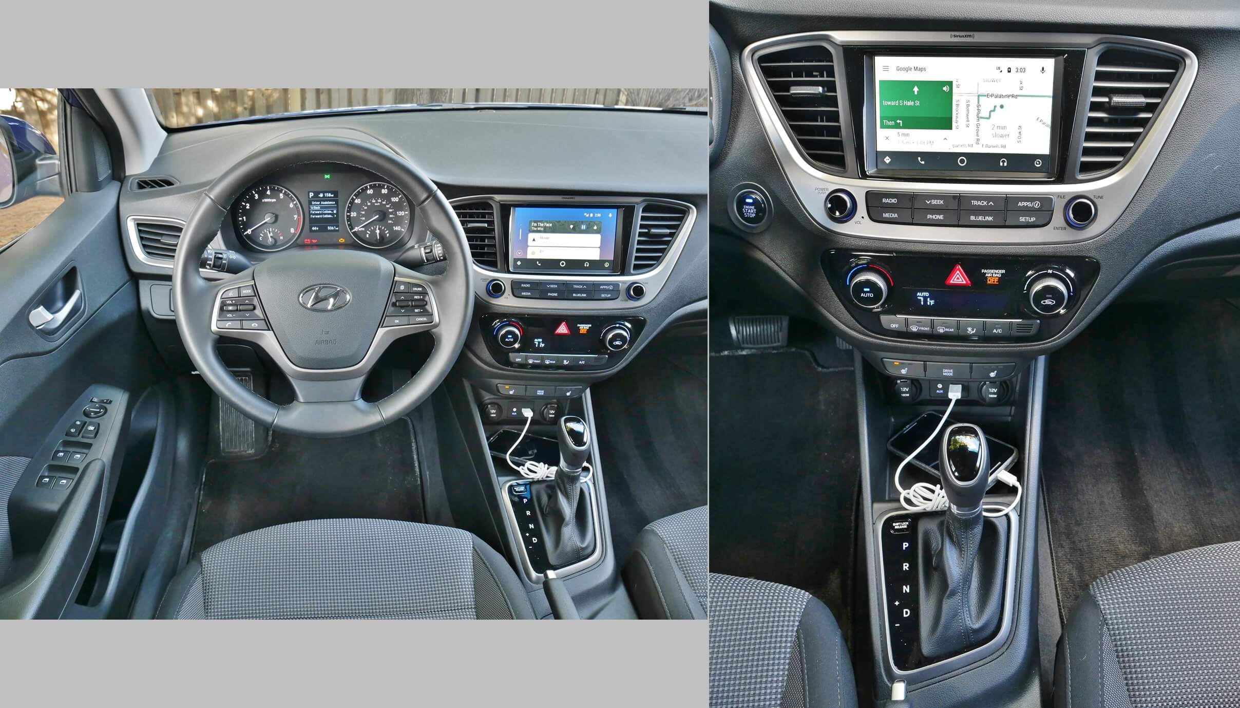 2018 Hyundai Accent Limited: Android Auto overlay (Apple Car Play also available) as displayed on the 7"-inch touch LCD display