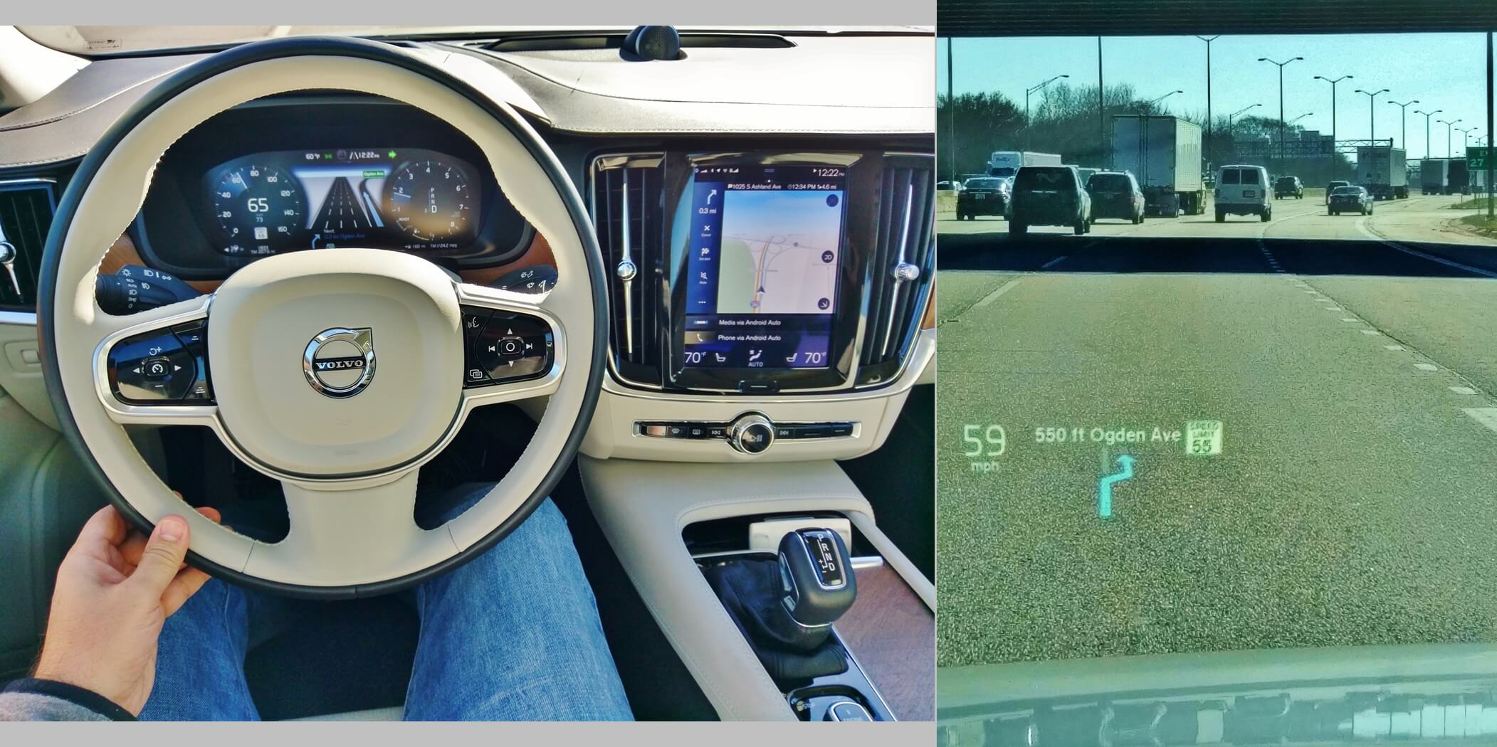 2018 Volvo S90 T6 AWD Inscription: 12.3 Digital Instrument cluster displays native GPS Navigation path, dual gauges, Pilot Assist 2 autonomous driving, road signage; w/ redundant Heads Up Display