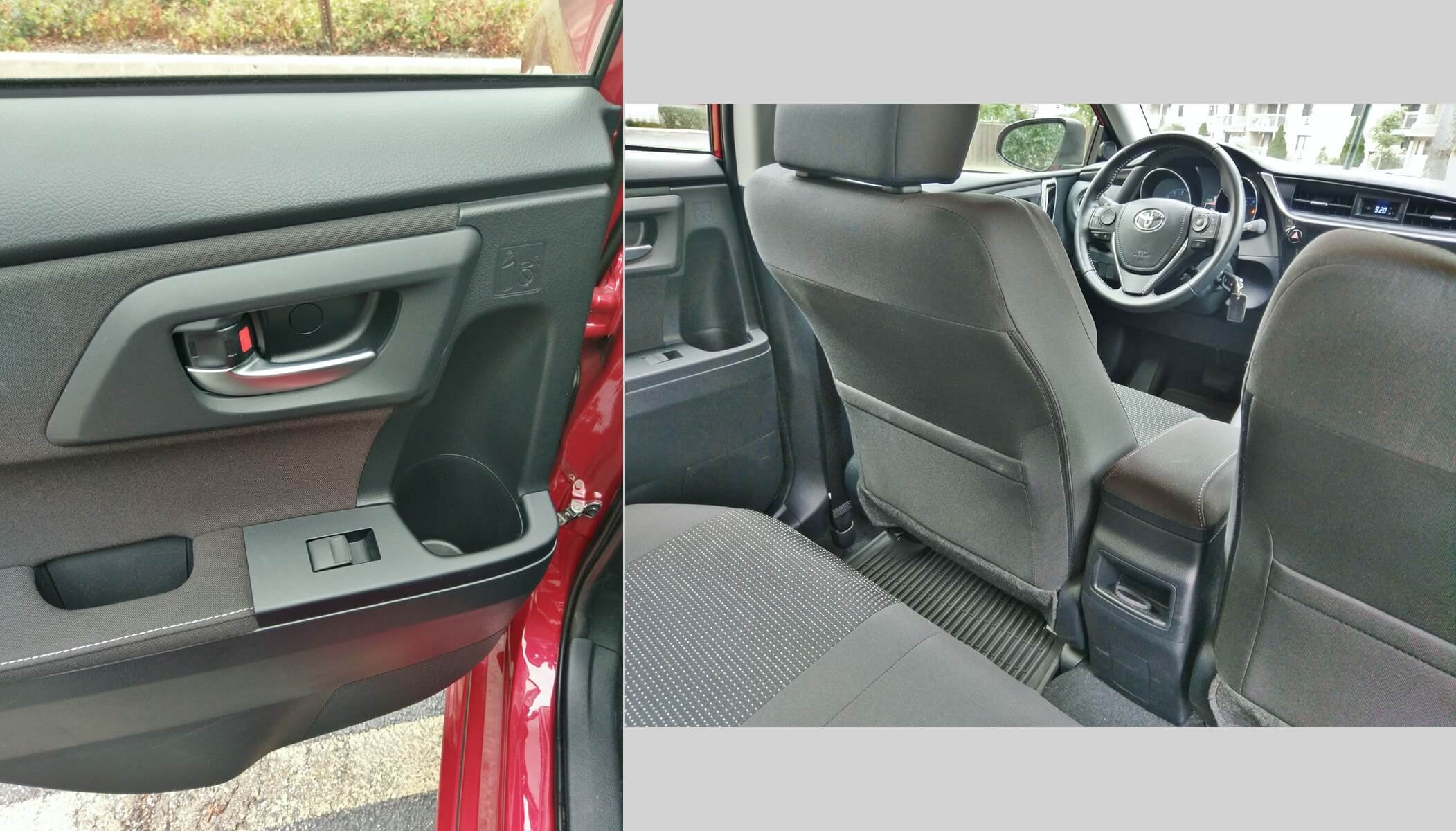 2018 Corolla iM: Rear seat entry & storage, including dual front seat rear pockets and front center console rear shelf