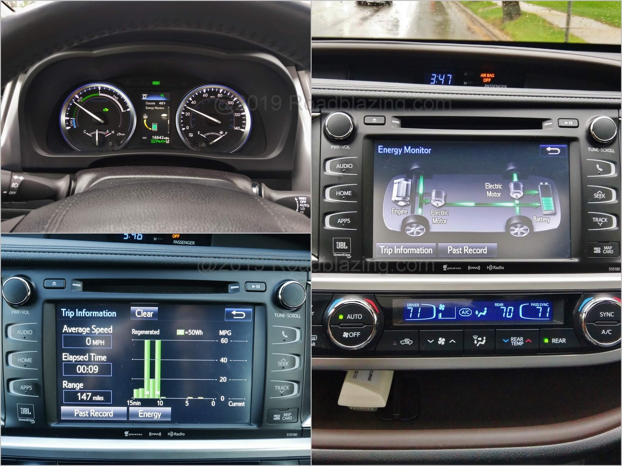 2017 Toyota Highlander Hybrid Platinum: Power flow displayed in gauge cluster and on media screen