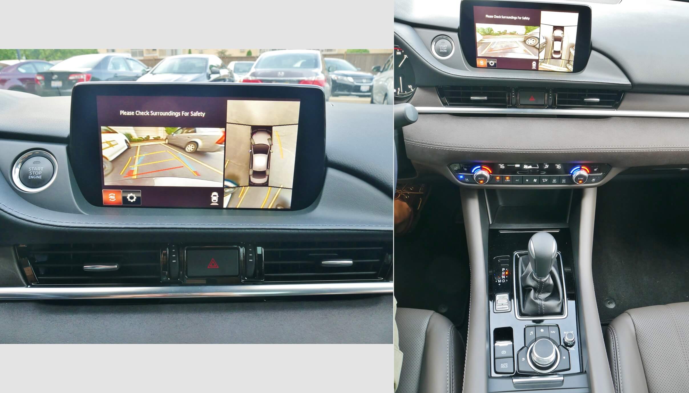 2018 Mazda6 Signature 2.5T: 360 degree bird's eye camera view aids rear and forward parking