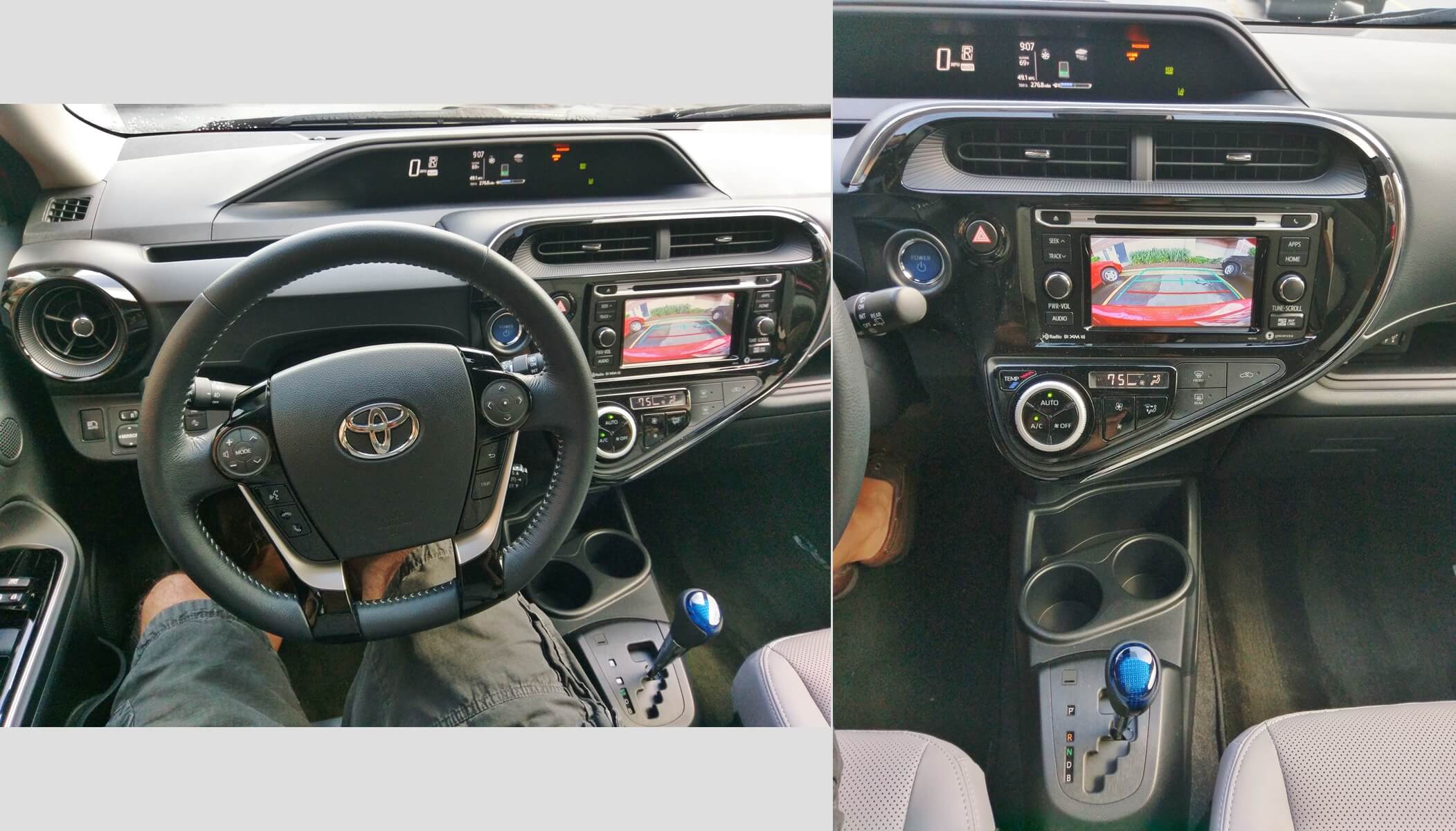 2018 Toyota Prius C Four: standard rear camera w/ park assist grid on 6.1"-inch LCD display