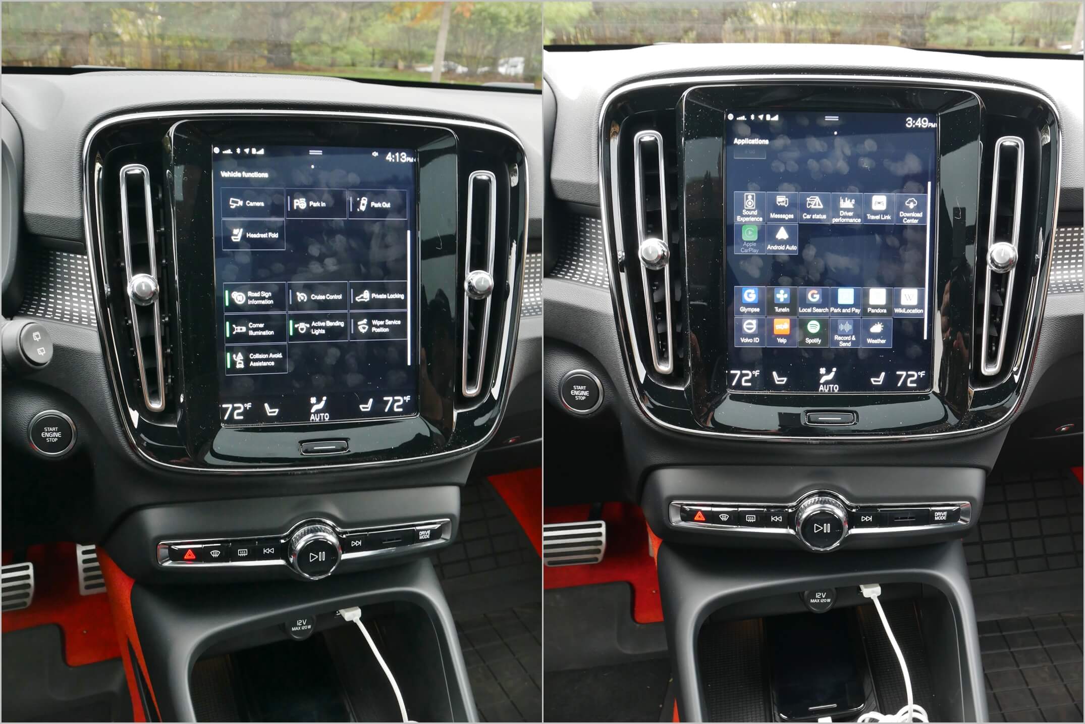 2019 Volvo XC40 T5 R-Design: Swipe right on the 9" Sensus LCD infotainment display for system settings; Swipe left for apps