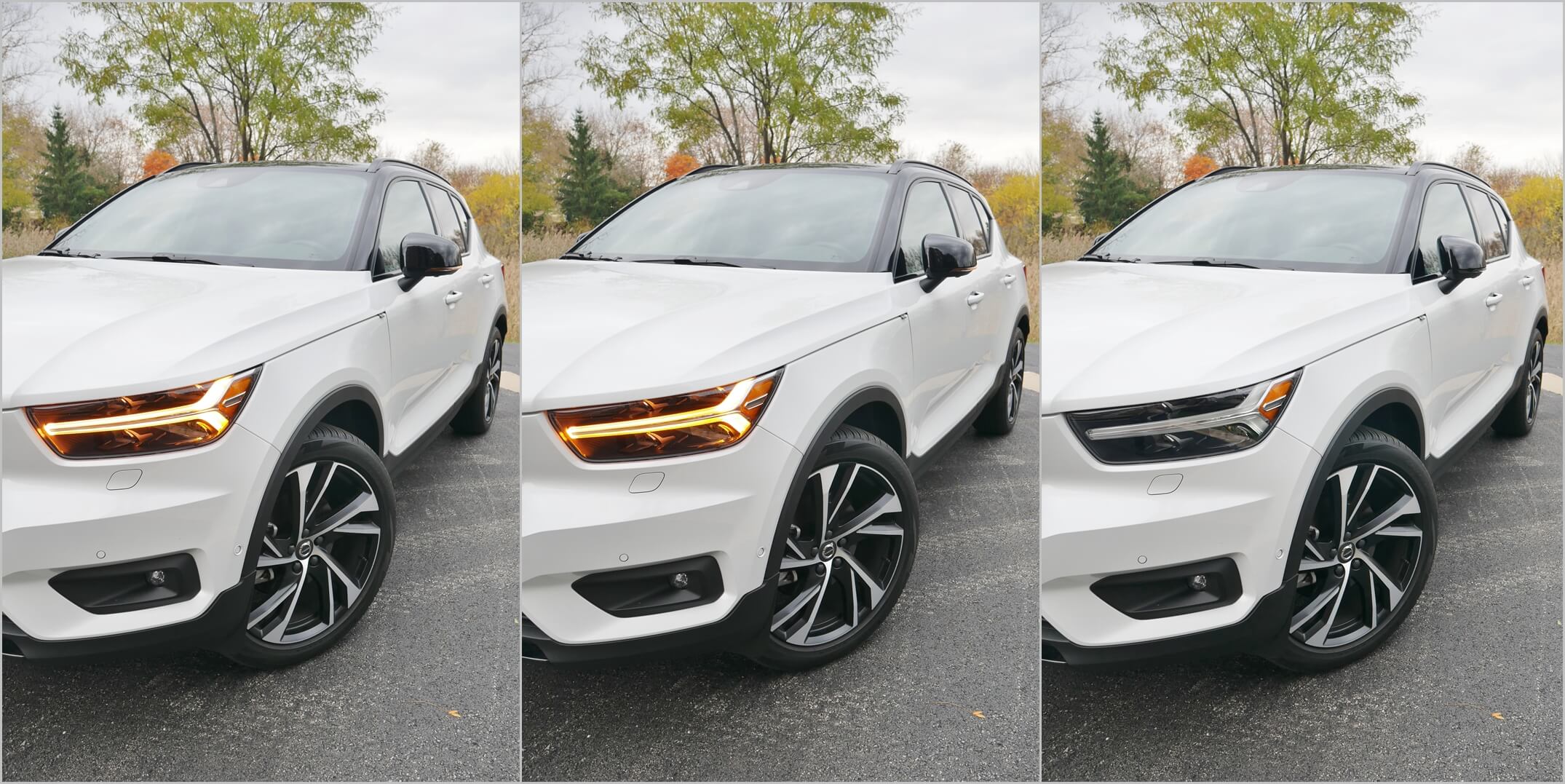 2019 Volvo XC40 T5 R-Design: LED "Thor's Hammer" alternates from white DRL to amber directionals as wing mirrors fold upon comfort access lock / unlock