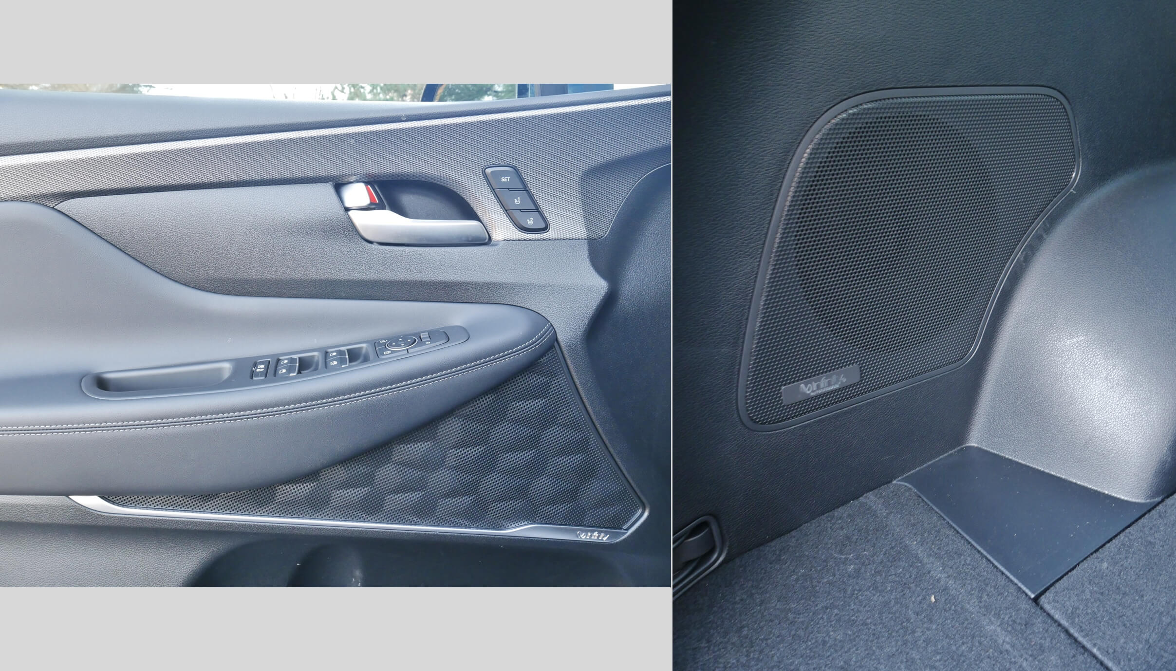 2019 Hyundai Santa Fe 2.0T Ultimate AWD: 12 speaker, 11 channel, 630 watt, Q-Logic Infiniti audio