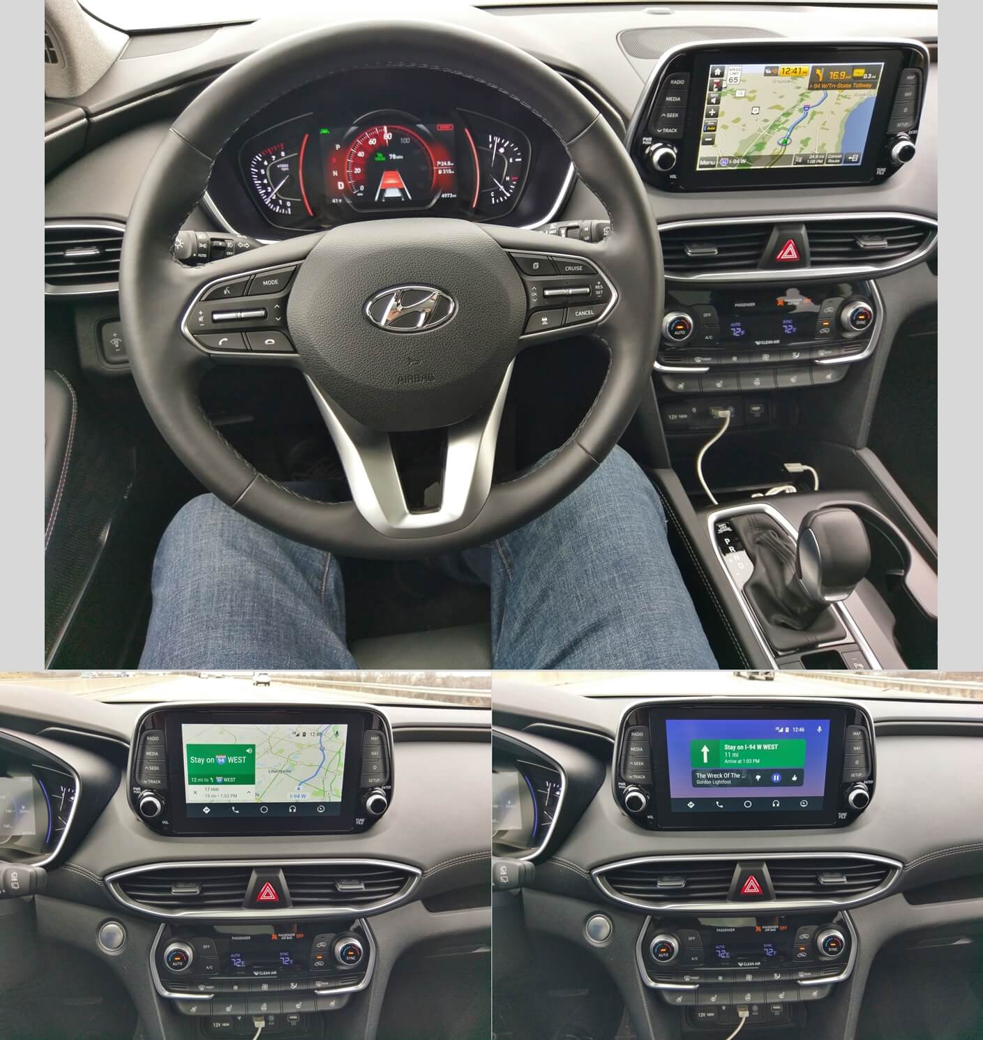 2019 Hyundai Santa Fe 2.0T Ultimate AWD: Native GPS navigation vs. Android Auto Google Maps voice command, guidance navigation