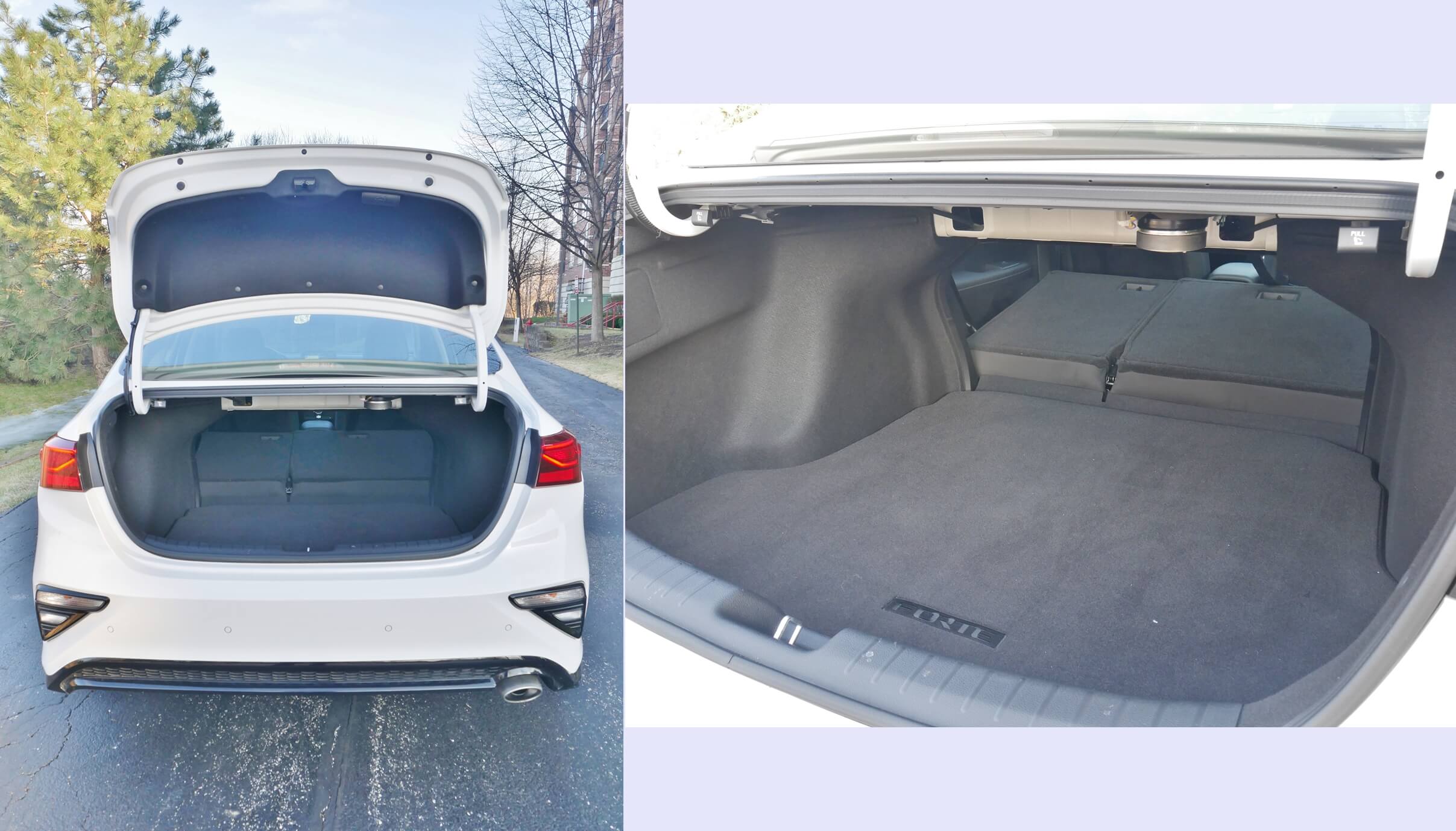 2019 Kia Forte EX: Trunk space is up 15% from Mk. 2 Forte to mid-size proportions; Proximity trunk lid release