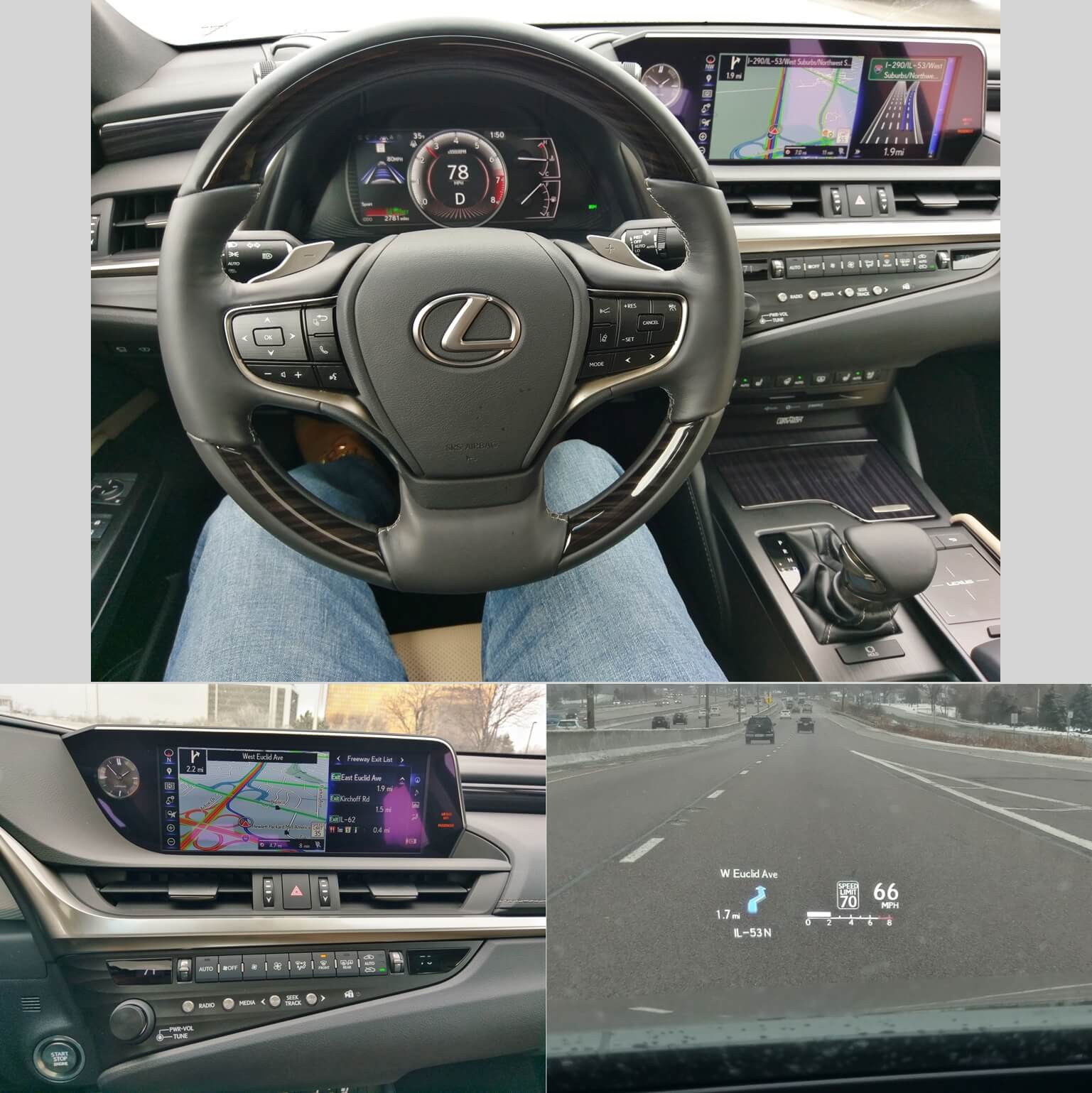 2019 Lexus ES 350: 12.3" LCD Lexus Remote Navigation split display w/ corresponding turn-by-turn 10.2" HUD display