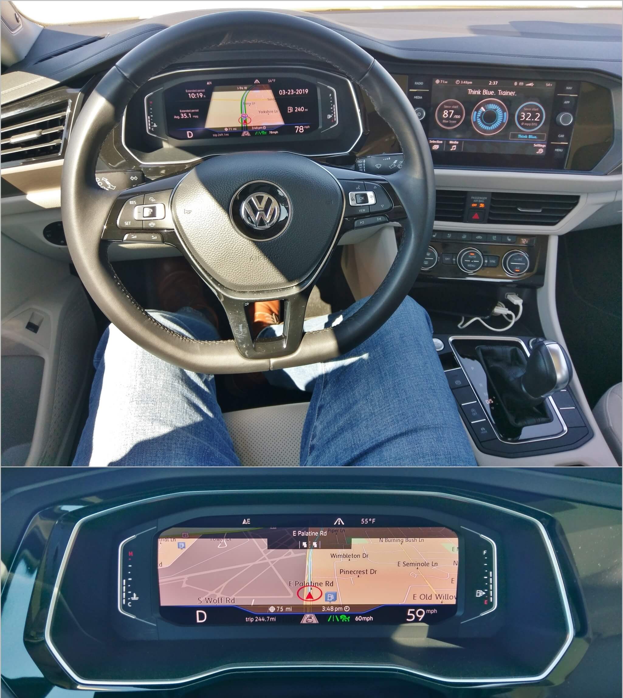2019 Volkswagen Jetta SEL Premium: Drive mode dependent, configurable 10.25" Digital Cockpit can display native GPS HDD navigation map