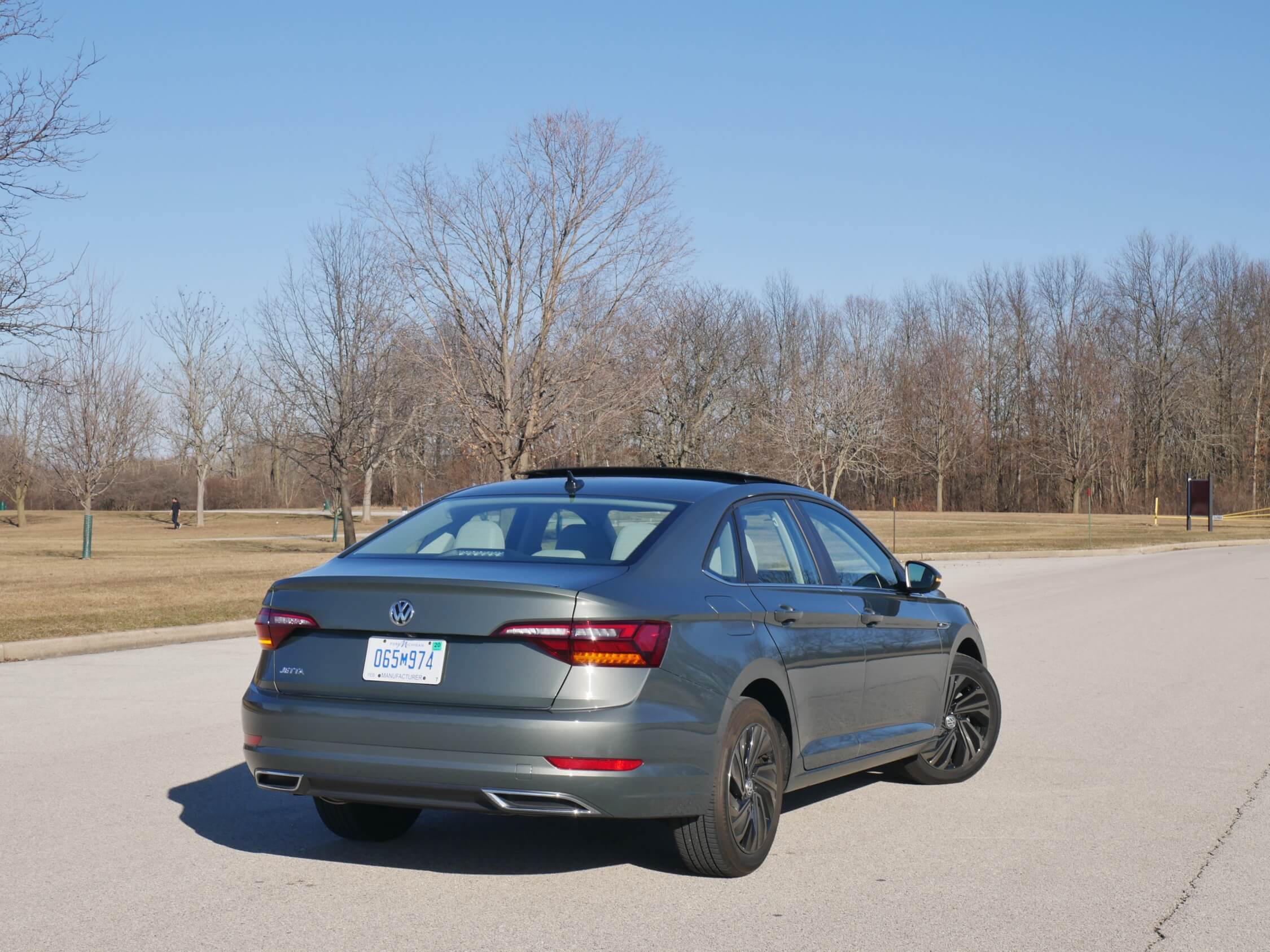 2019 Volkswagen Jetta SEL Premium: More prominent upper and lower body creasing flows to near fastback rear deck.