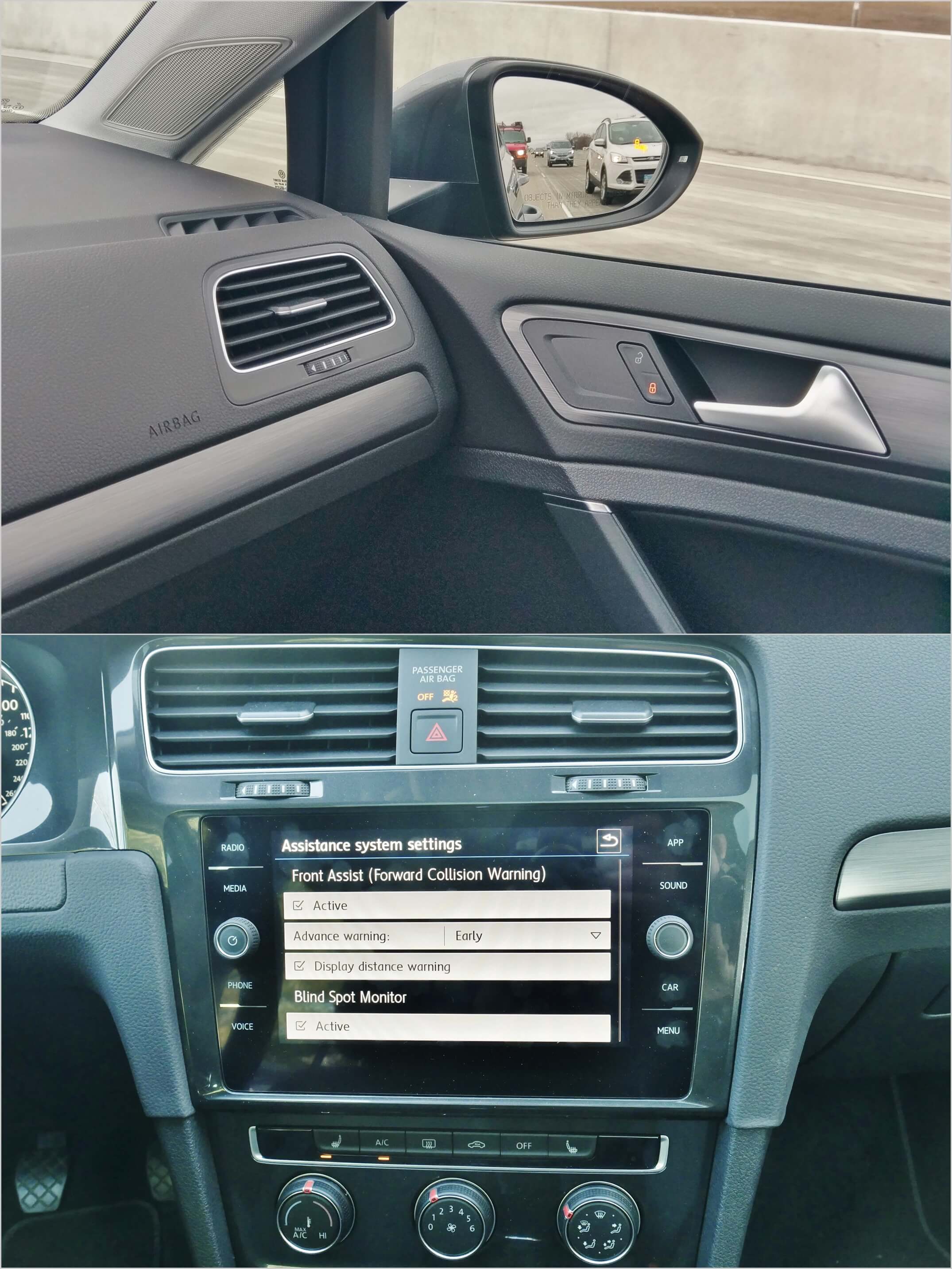 2019 Volkswagen Golf SE: Driver assist technology including Blind Spot warning, rear cross traffic alert, forward collision / pedestrian avoidance braking