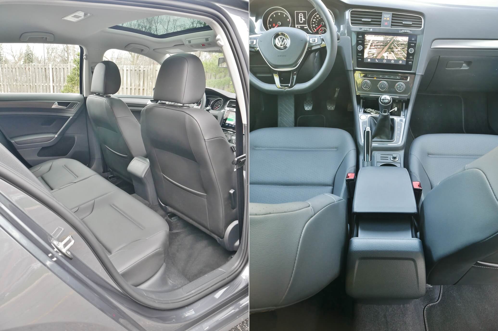 2019 Volkswagen Golf SE: Rear seat entry, center console w/ sliding front center armrest