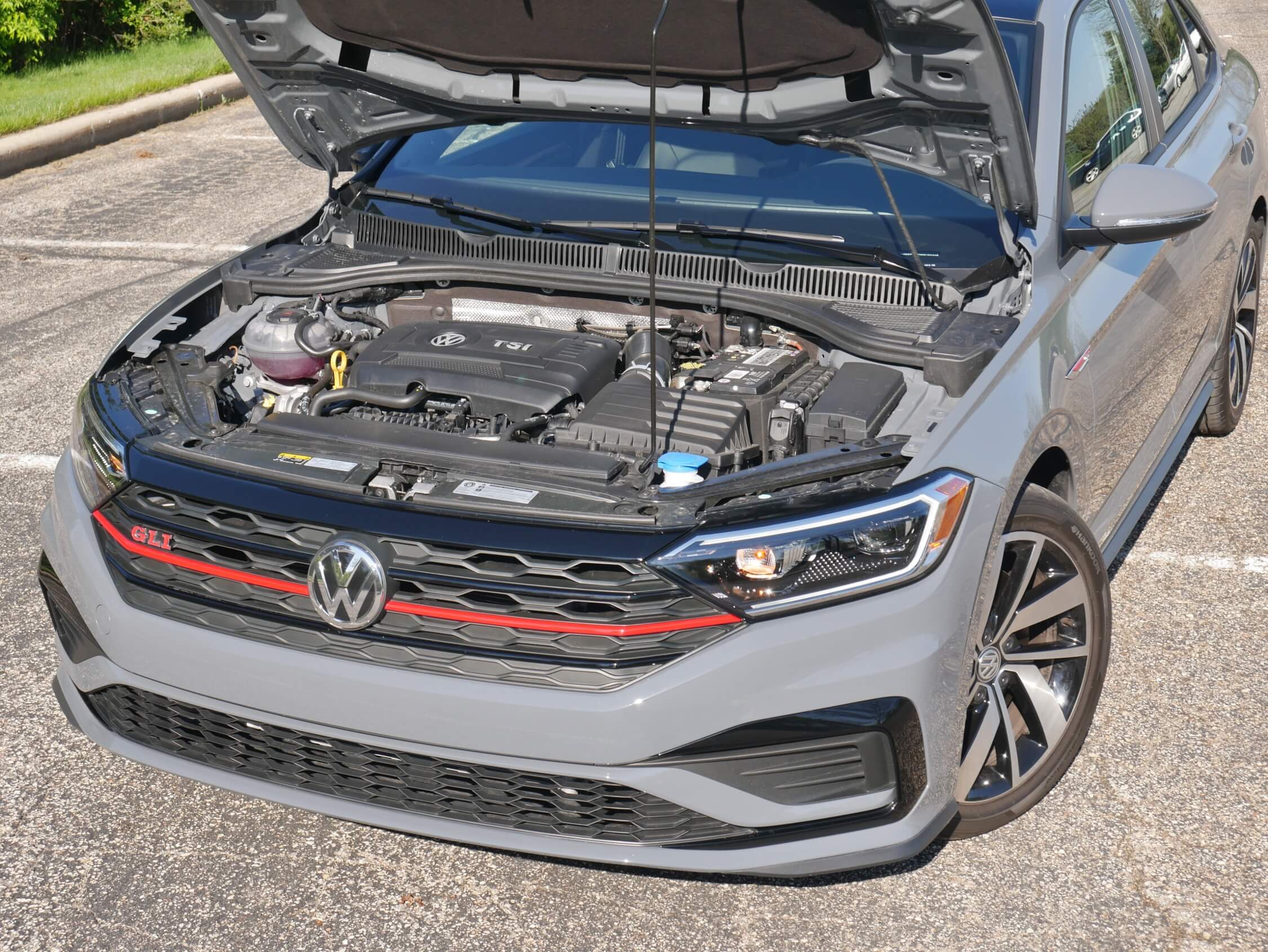 2019 Volkswagen Jetta GLI Autobahn: upgraded 228 hp, 2.0L TSI powerplant + smoother take-up 7-speed DSG dual clutch automated manual transaxle + wet clutch front limited slip = sub 6 sec. 0-60, 31 combined mpg
