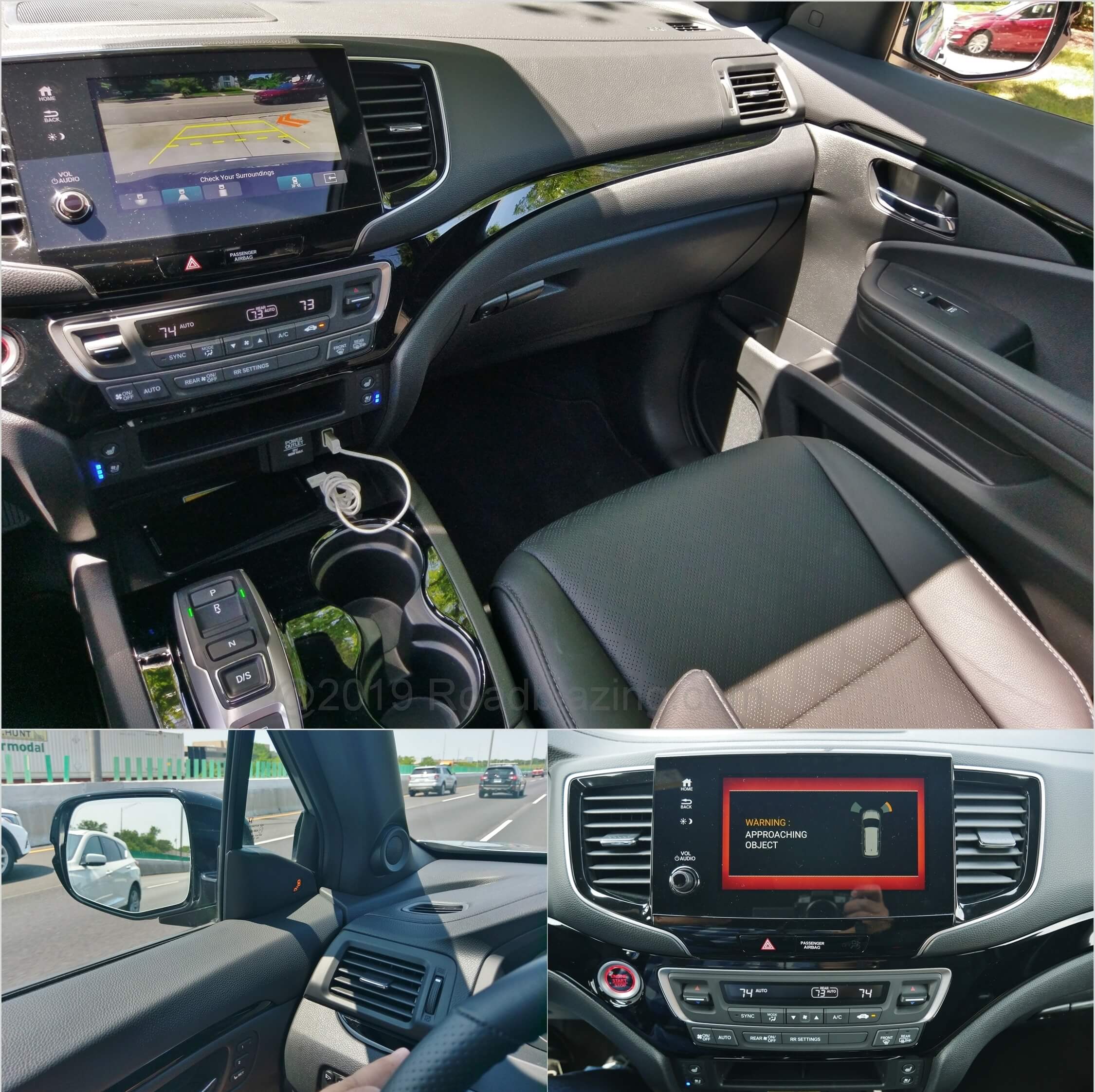 2019 Honda Passport Elite AWD: Standard HondaSafetySense rear camera, sonar perimeter park assist, blind spot warning (available)