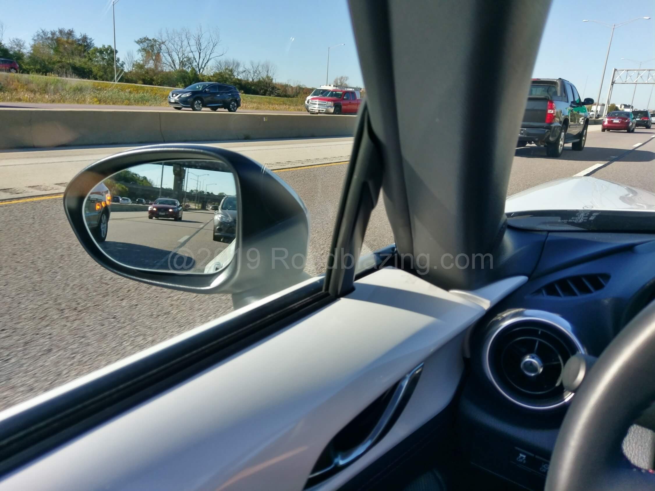 2019 Mazda MX-5 Grand Touring: Blind Spot Warning, part of the i-Activesense driver assist suite