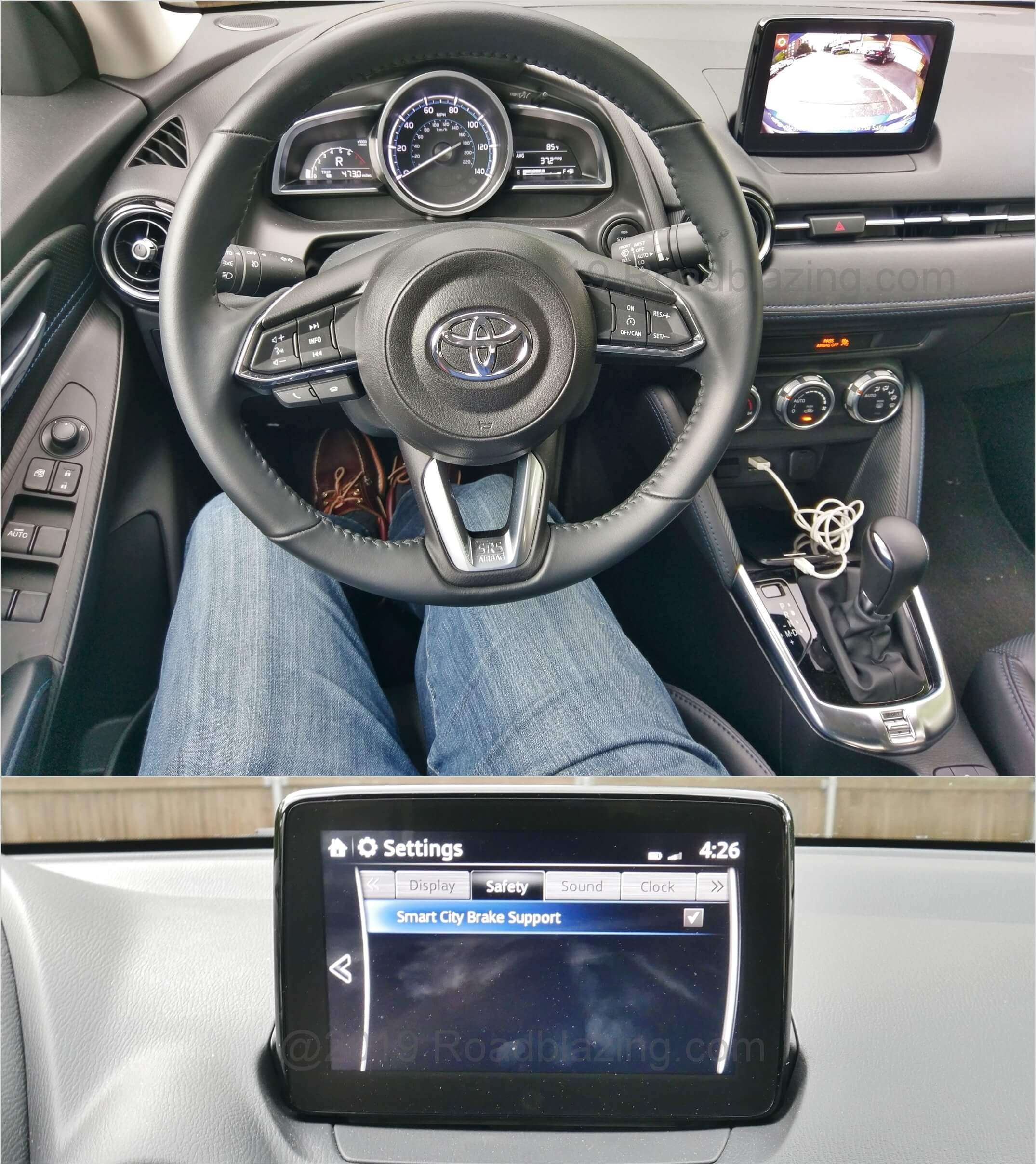 2019 Toyota Yaris sedan XLE: driver assist rear camera & Smart City Brake Support collision avoidance