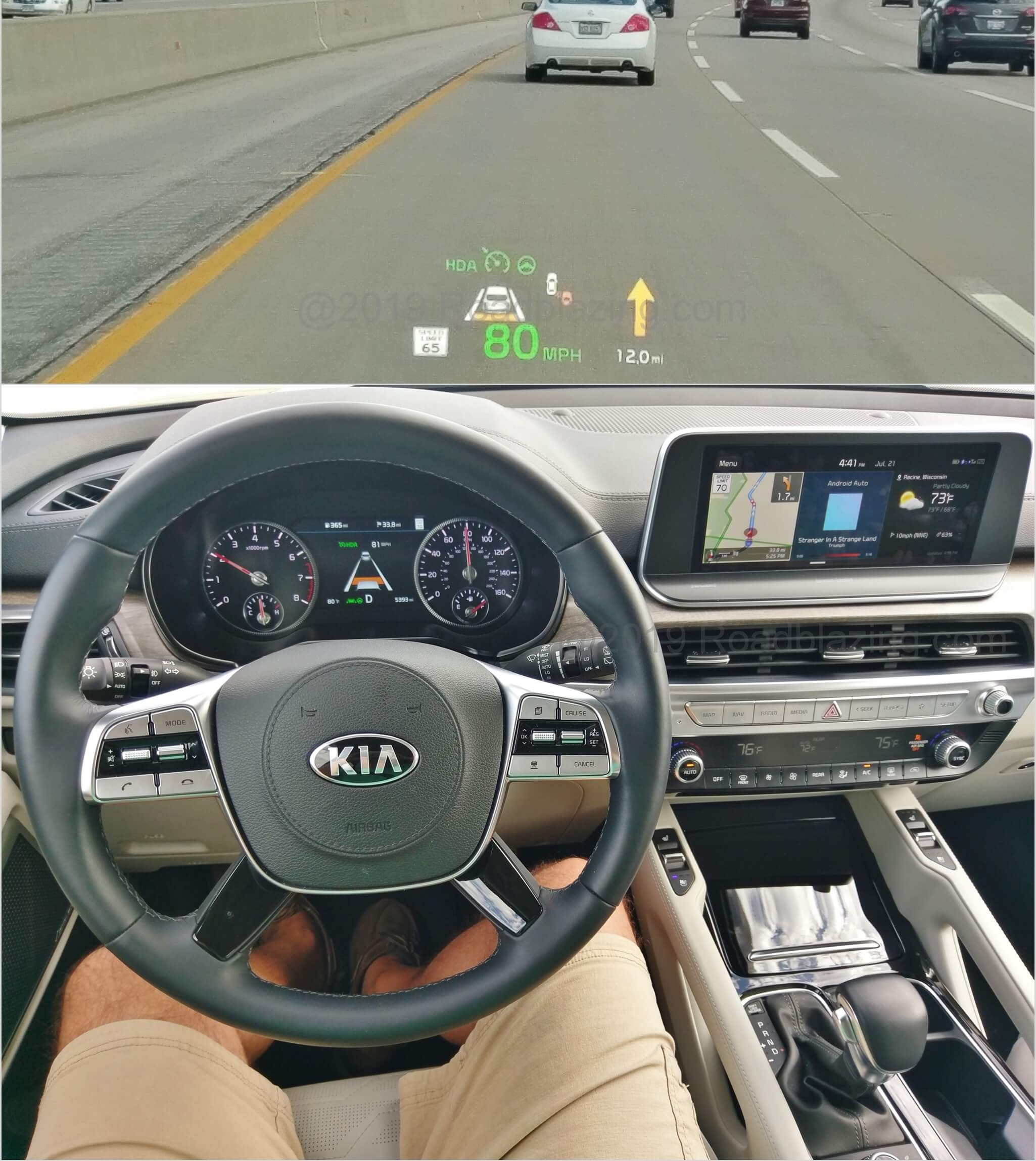 2020 Kia Telluride SX AWD: variable color, high contrast large font, informative Heads Up Display (HUD)