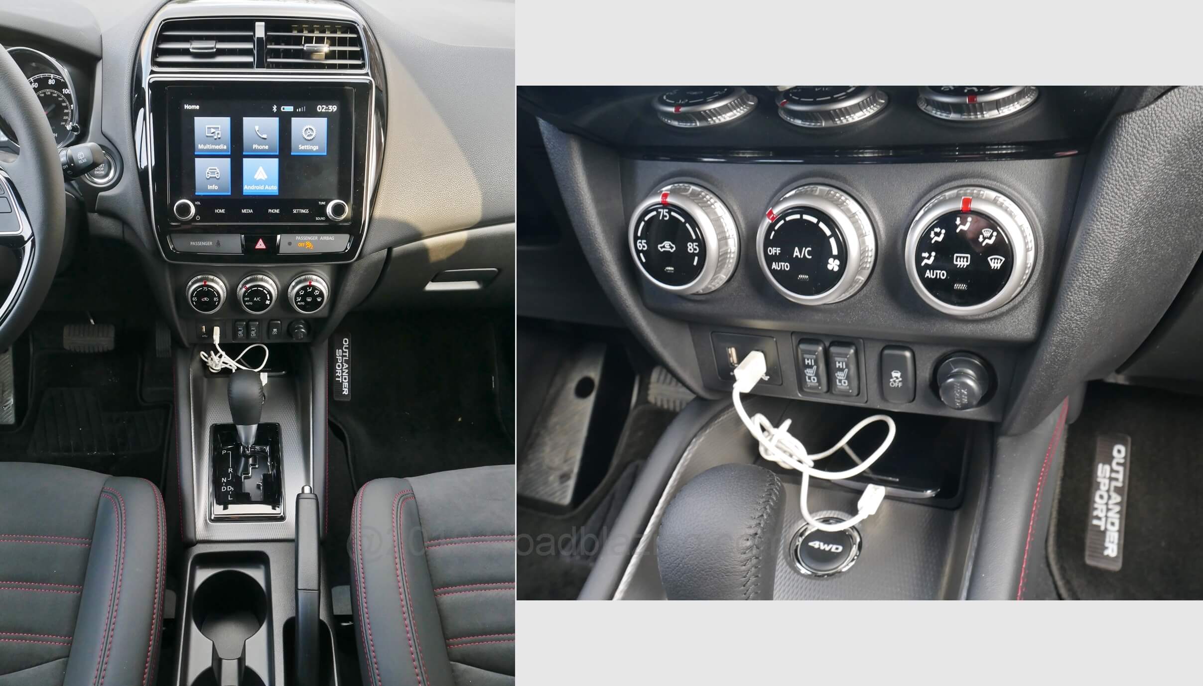 2020 Mitsubishi Outlander Sport 2.4 GT AWC: Native 8.0" media screen menu is simple though sparse. Oversized automatic climate knobs and seat warming switches are mounted too low