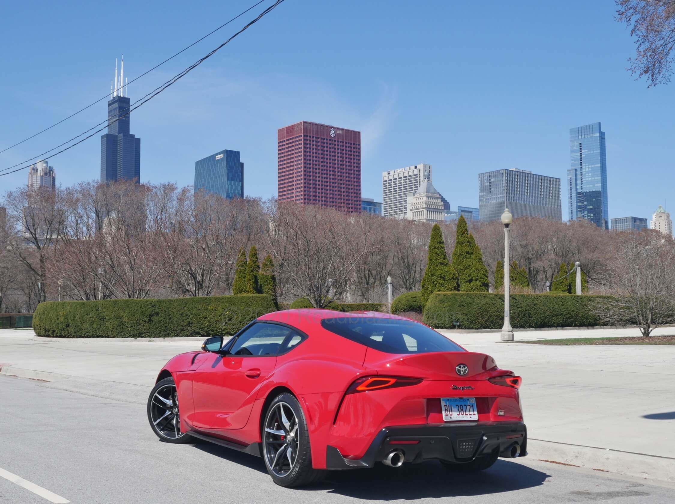 2020 Toyota Supra GR 3.0T Premium: at desolate Chicago Millennium Park during start of COVID-19 home sheltering