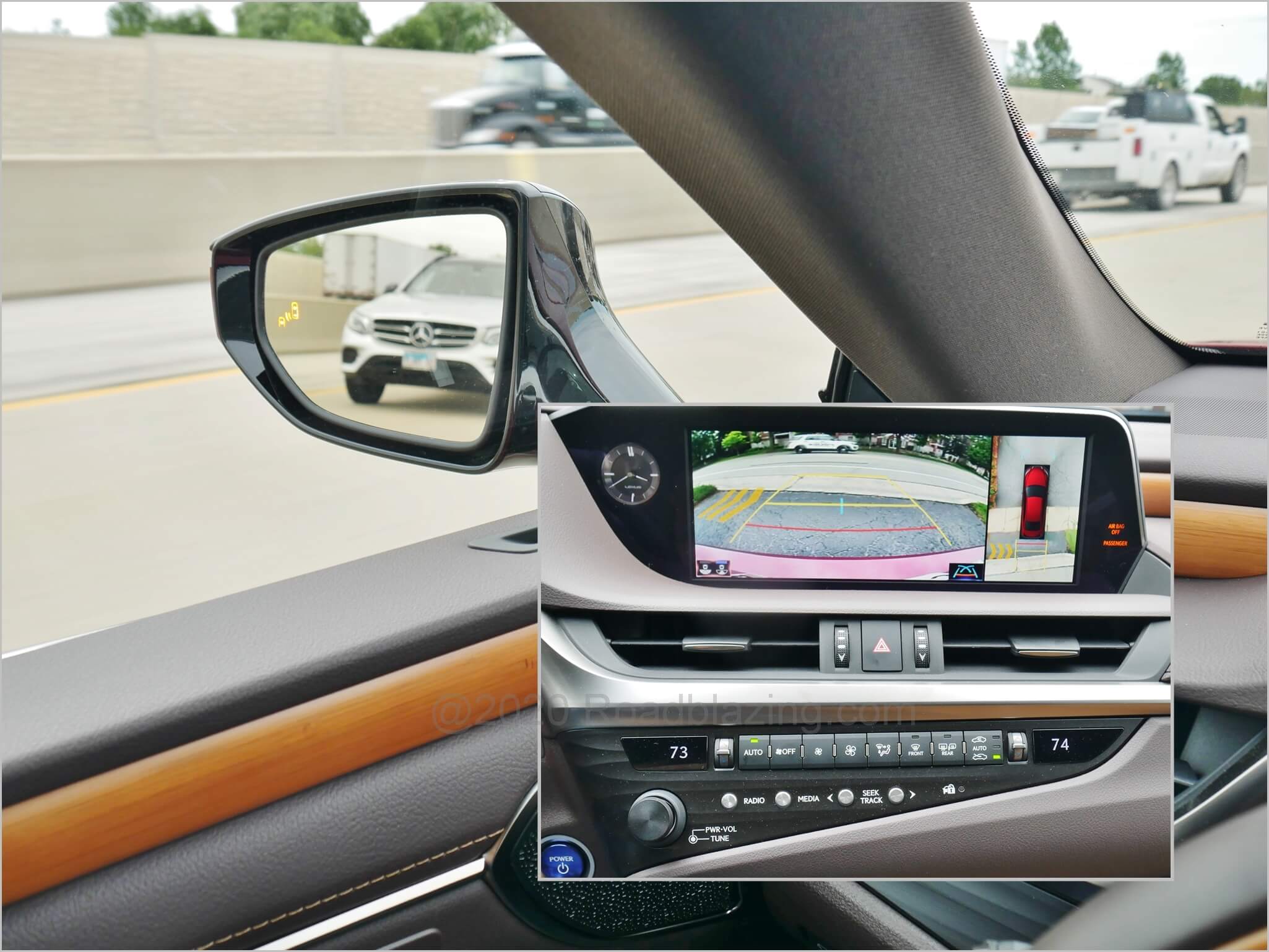 2020 Lexus ES 300h: Blind spot warning and available surround camera w/ rear cross traffic warning