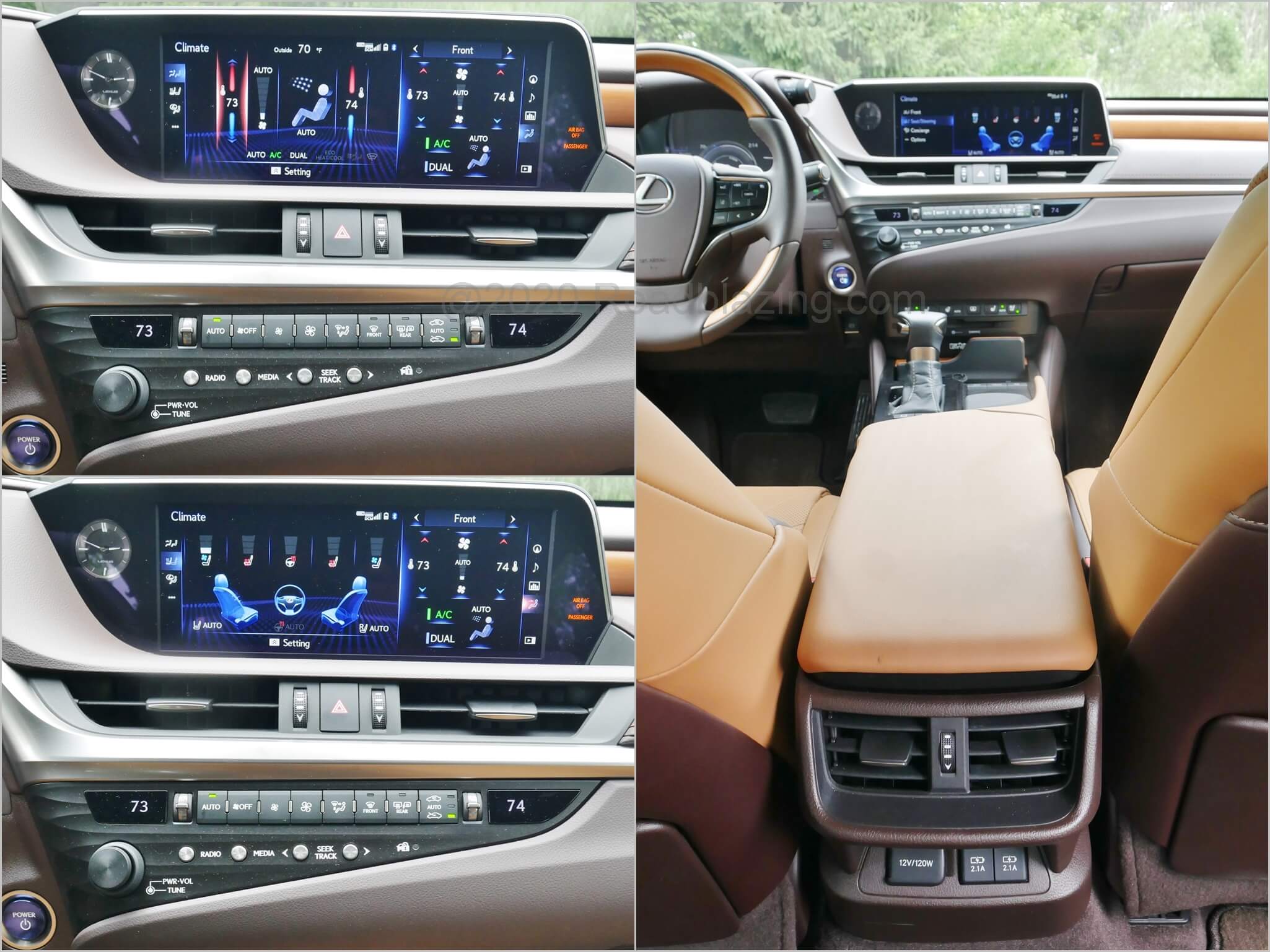 2020 Lexus ES 300h: 2-zone automated climate control, concierge front seat and steering wheel temperature control, rear seat ventilation, seat heating and USB x 2 power supply