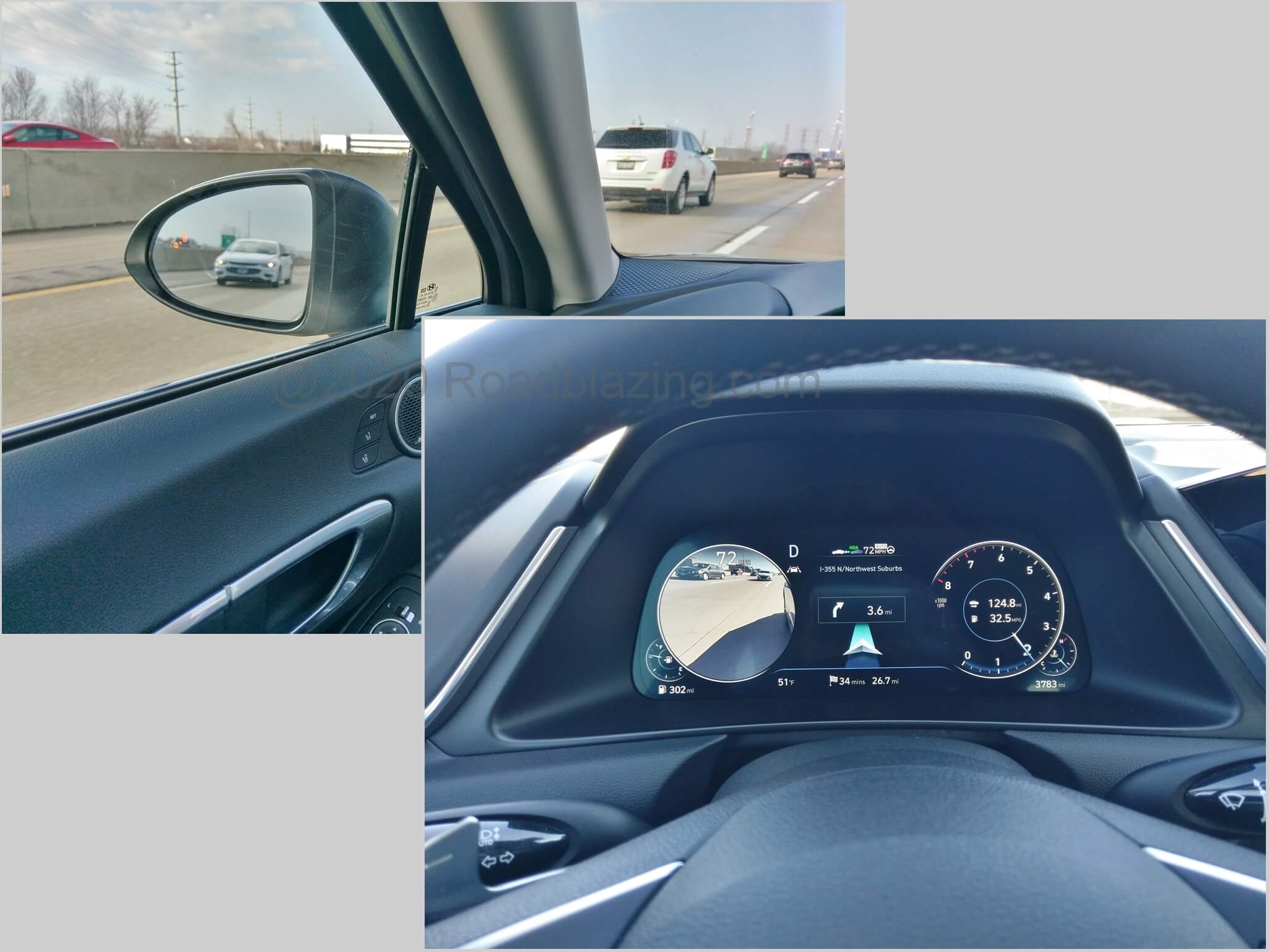 2020 Hyundai Sonata 1.6T Limited: blind spot warning enhanced by segment exclusive turn indicator adjacent lane view