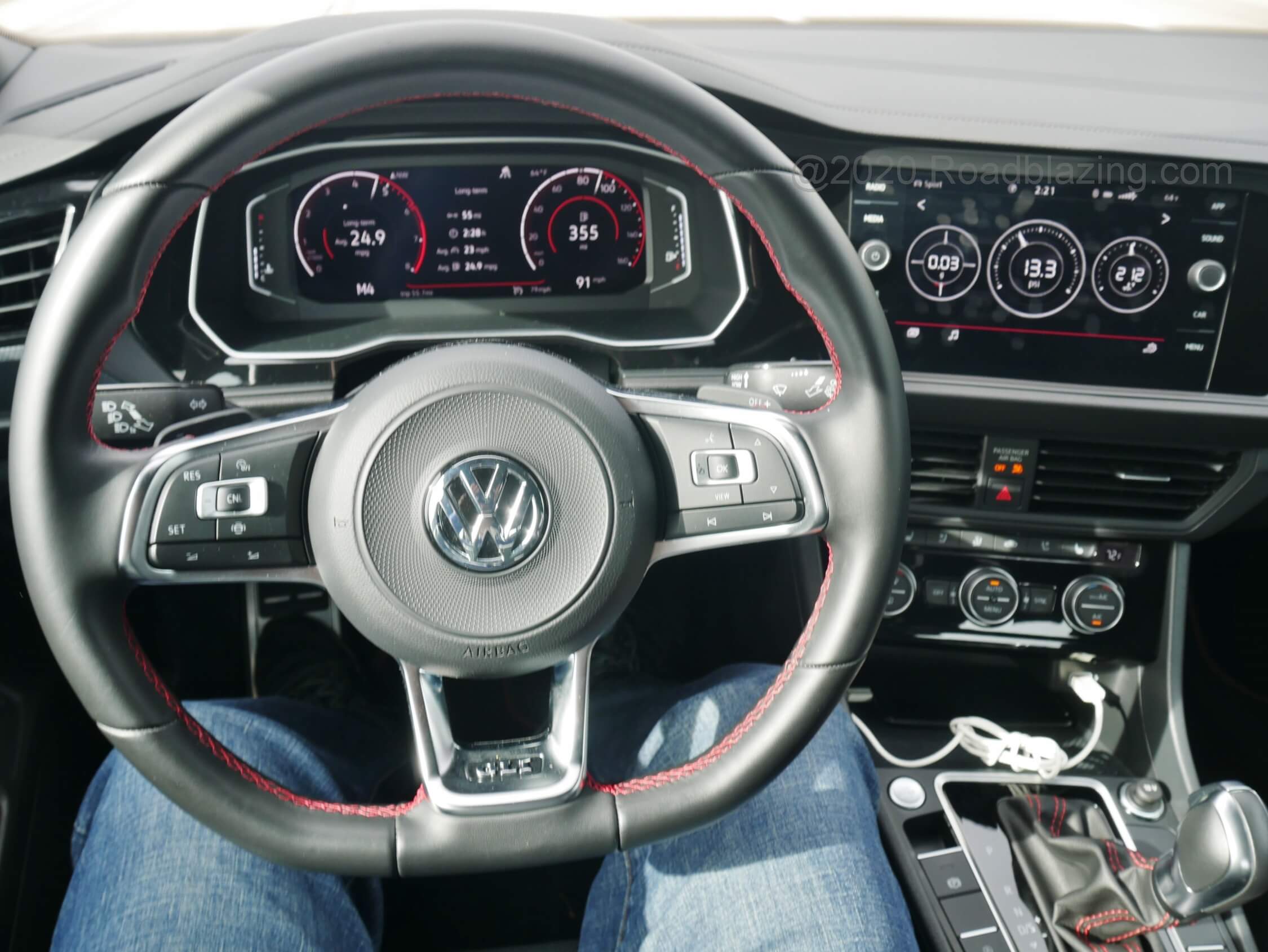2020 Volkswagen Jetta GLI Autobahn: Digital gauge cluster and sports display on the 8.0" touch LCD infotainment screen
