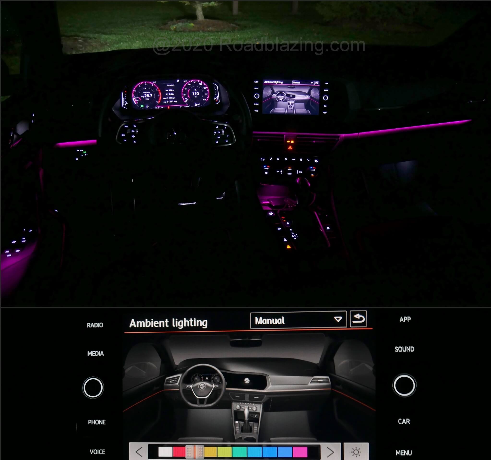 2020 Volkswagen Jetta GLI Autobahn: variable cabin illumination begets pink