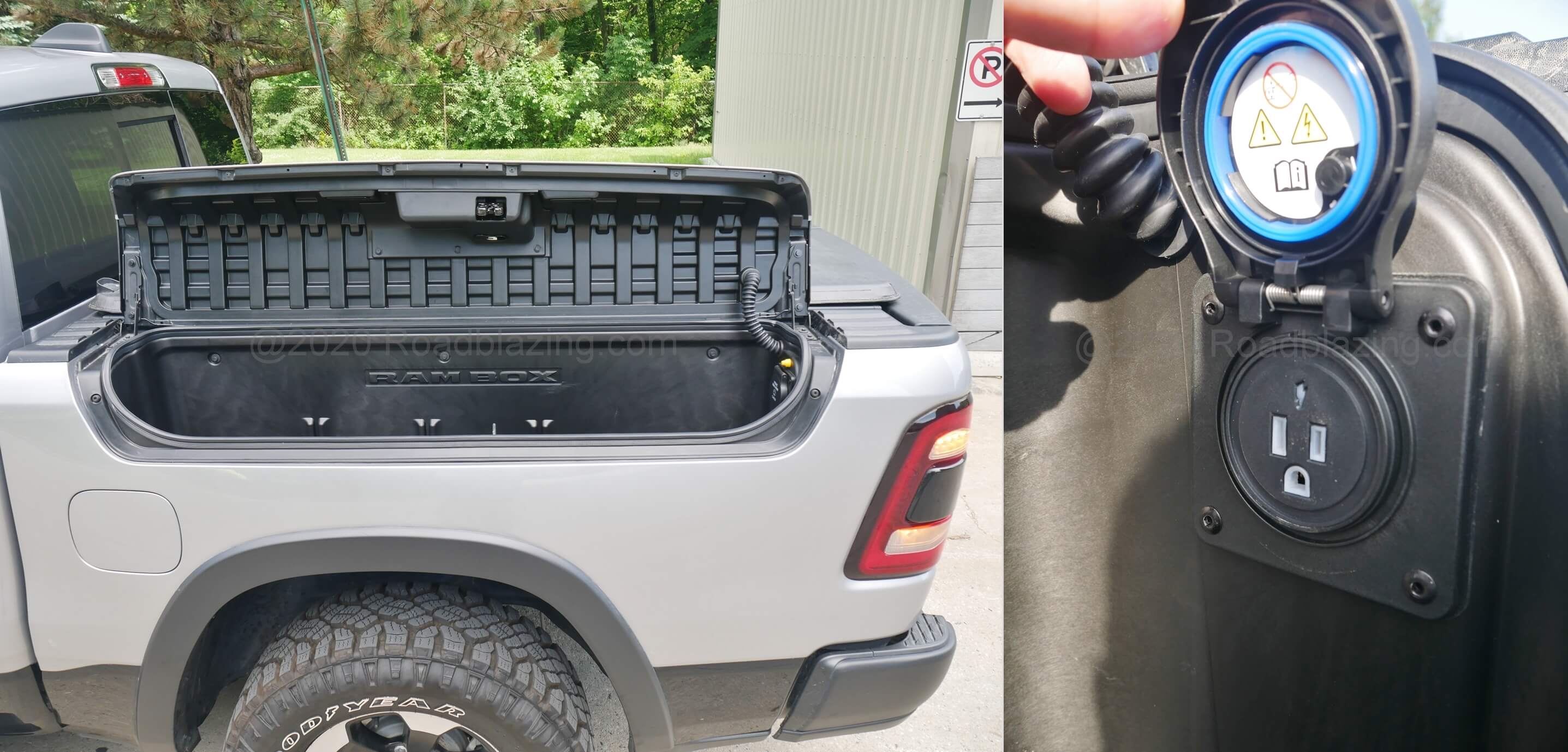 2020 RAM 1500 Rebel Crew 4x4 TDi: RAMBox integrated bed side saddle storage w/ grounded 115V 400W power supply