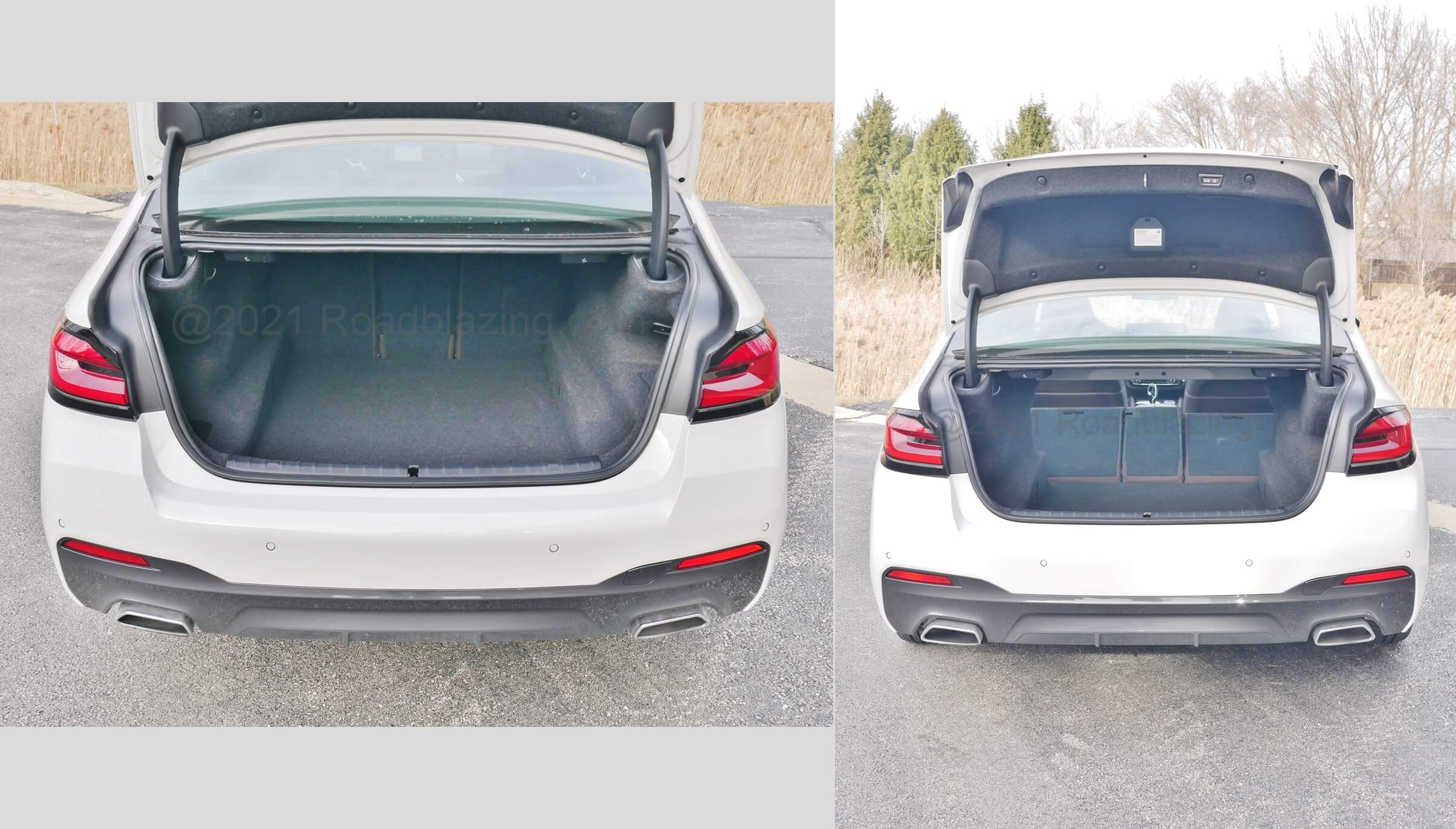 2021 BMW 540i xDrive: Par for class, intruded by large swing arms trunk with optional power proximity trunk lid