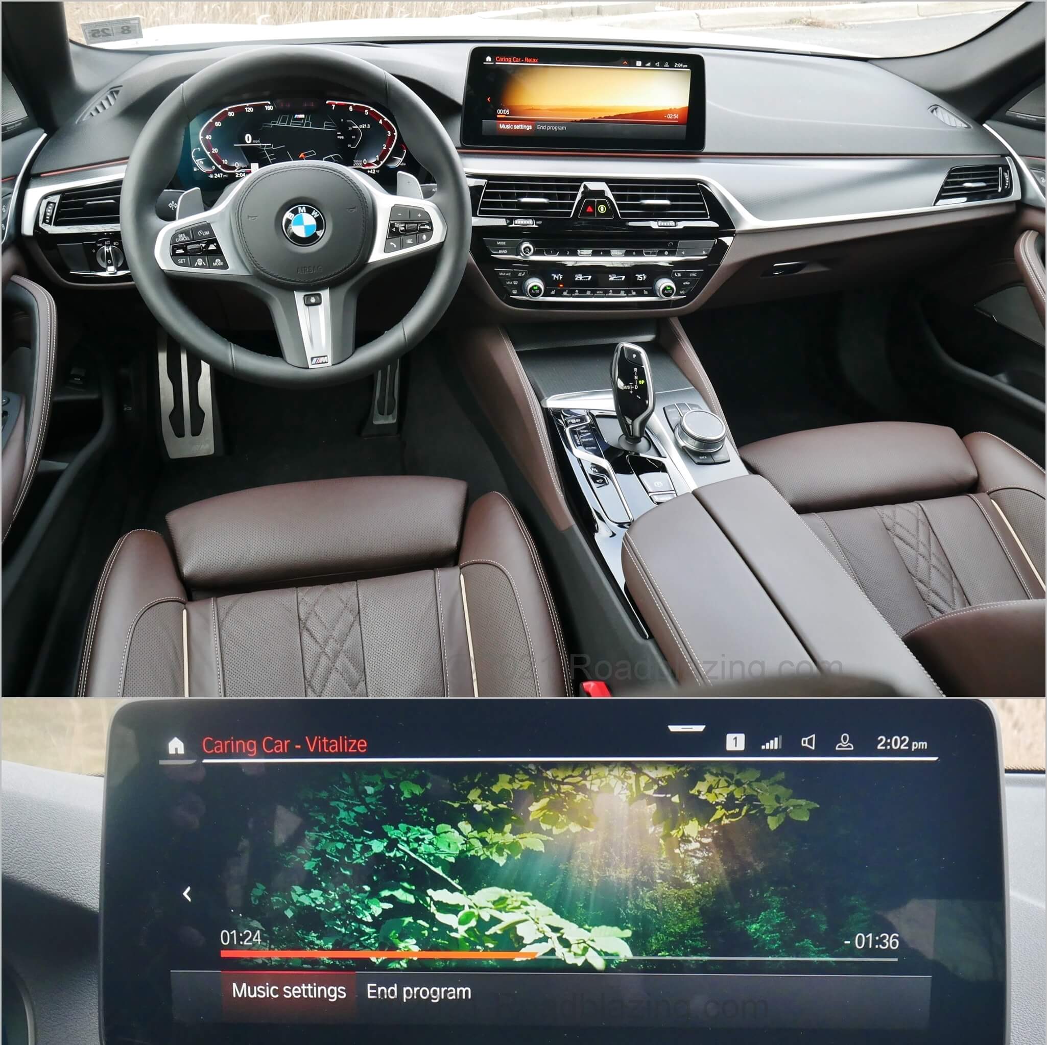 2021 BMW 540i xDrive: selectable vitalizing or relaxing Caring Car cabin mood lighting, music and climate modes