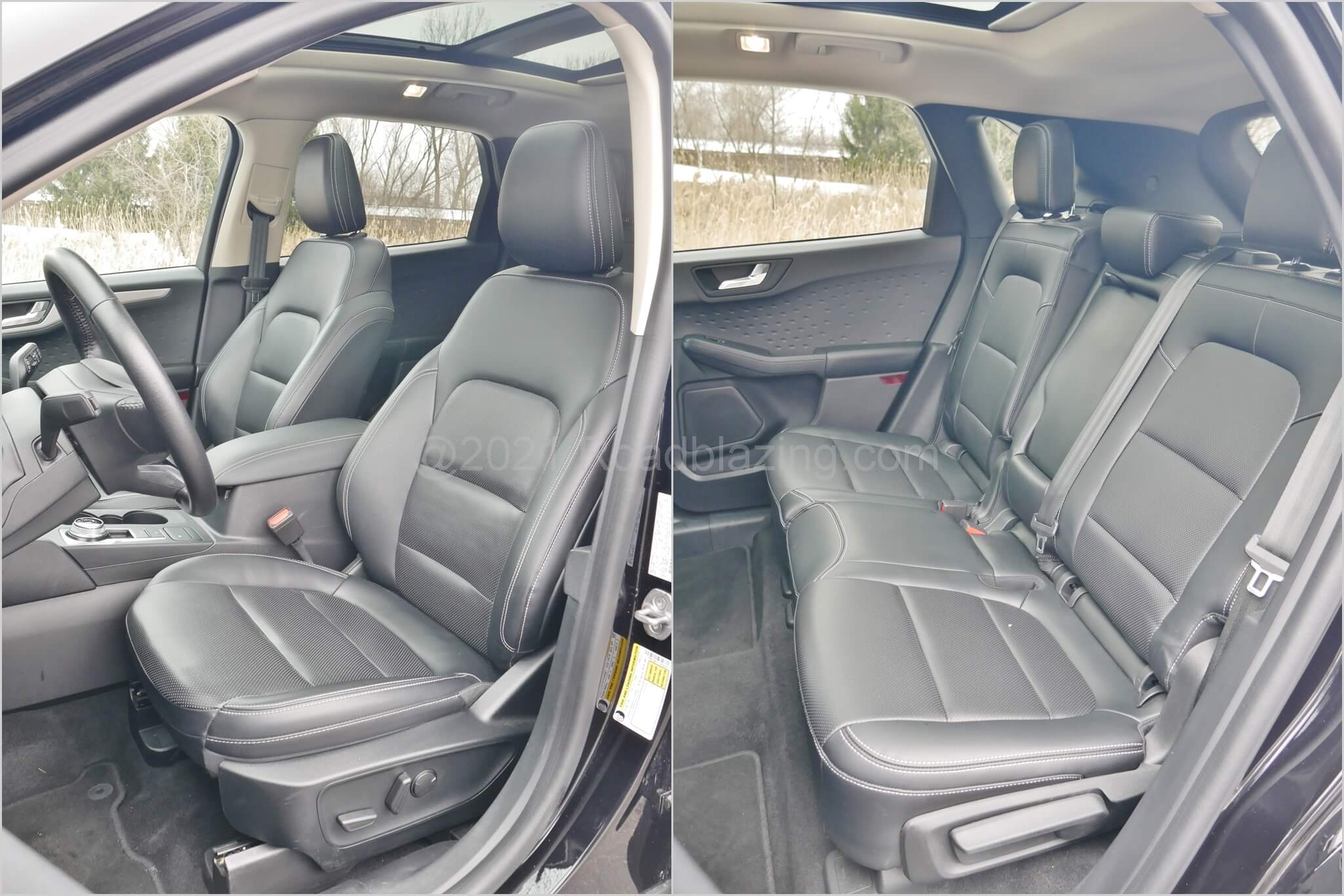 2020 Ford Escape SE Hybrid AWD: ActiveX seat surfaces accurately simulate leather w/ good articulation & 2nd Row seat back recline