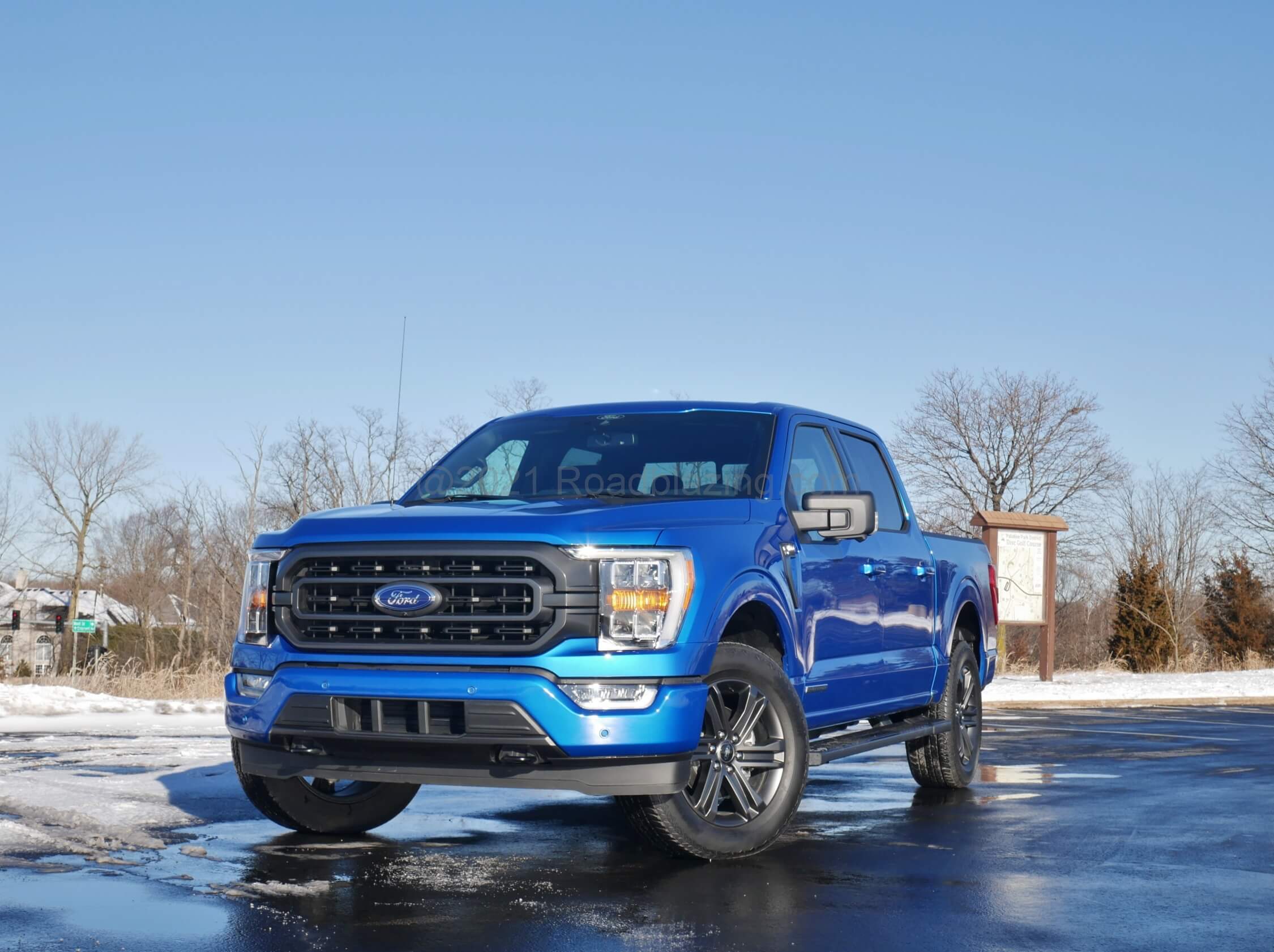 2021 Ford F-150 Supercrew XLT 4x4 PowerBoost hybrid: visible athleticism increases with wider, taller grille bezel, taller hood power dome, body color matching lower chin