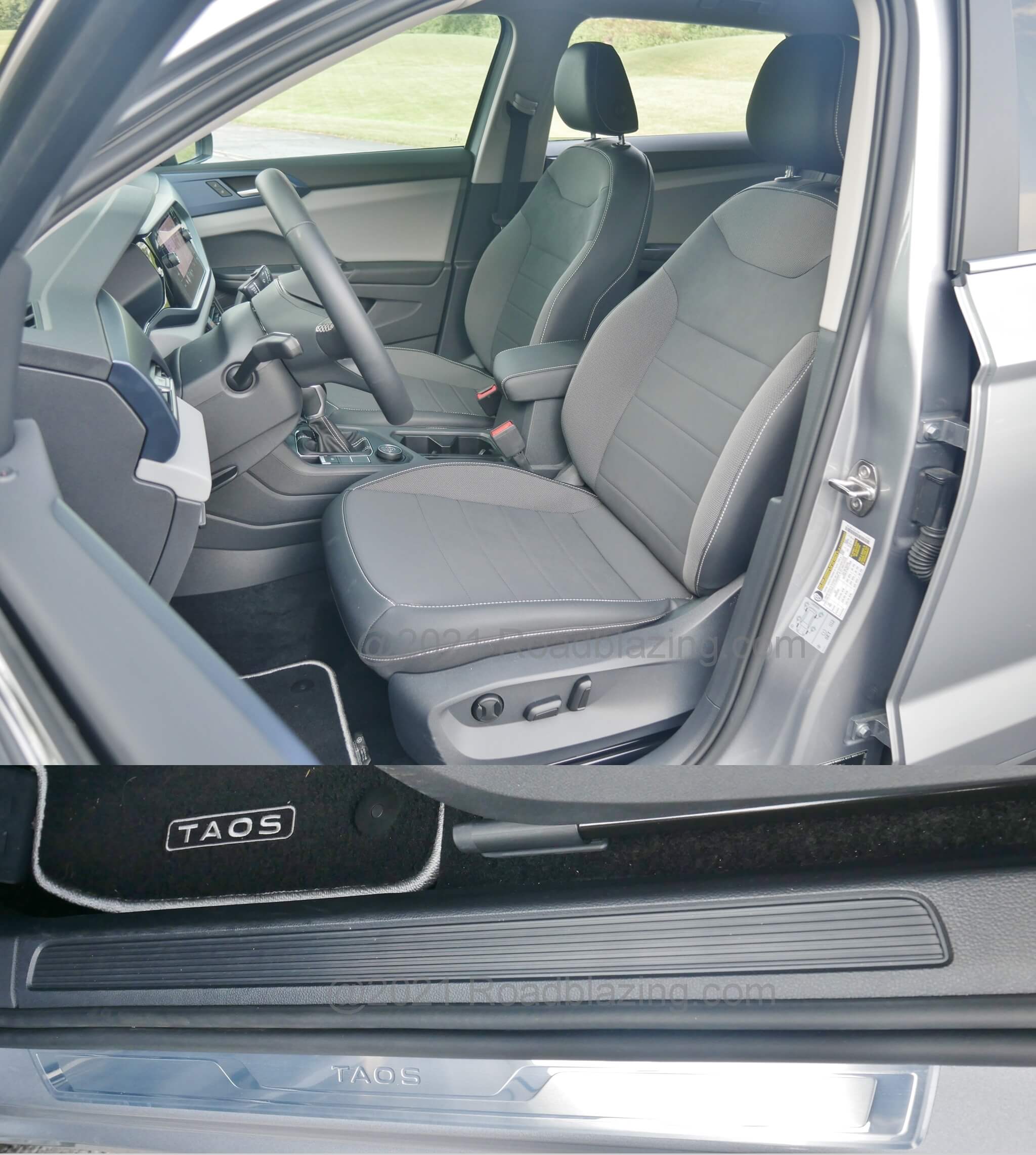 2022 Volkswagen Taos SE 4Motion: 6-way power driver's seat; "TAOS" lettering on rocker panel