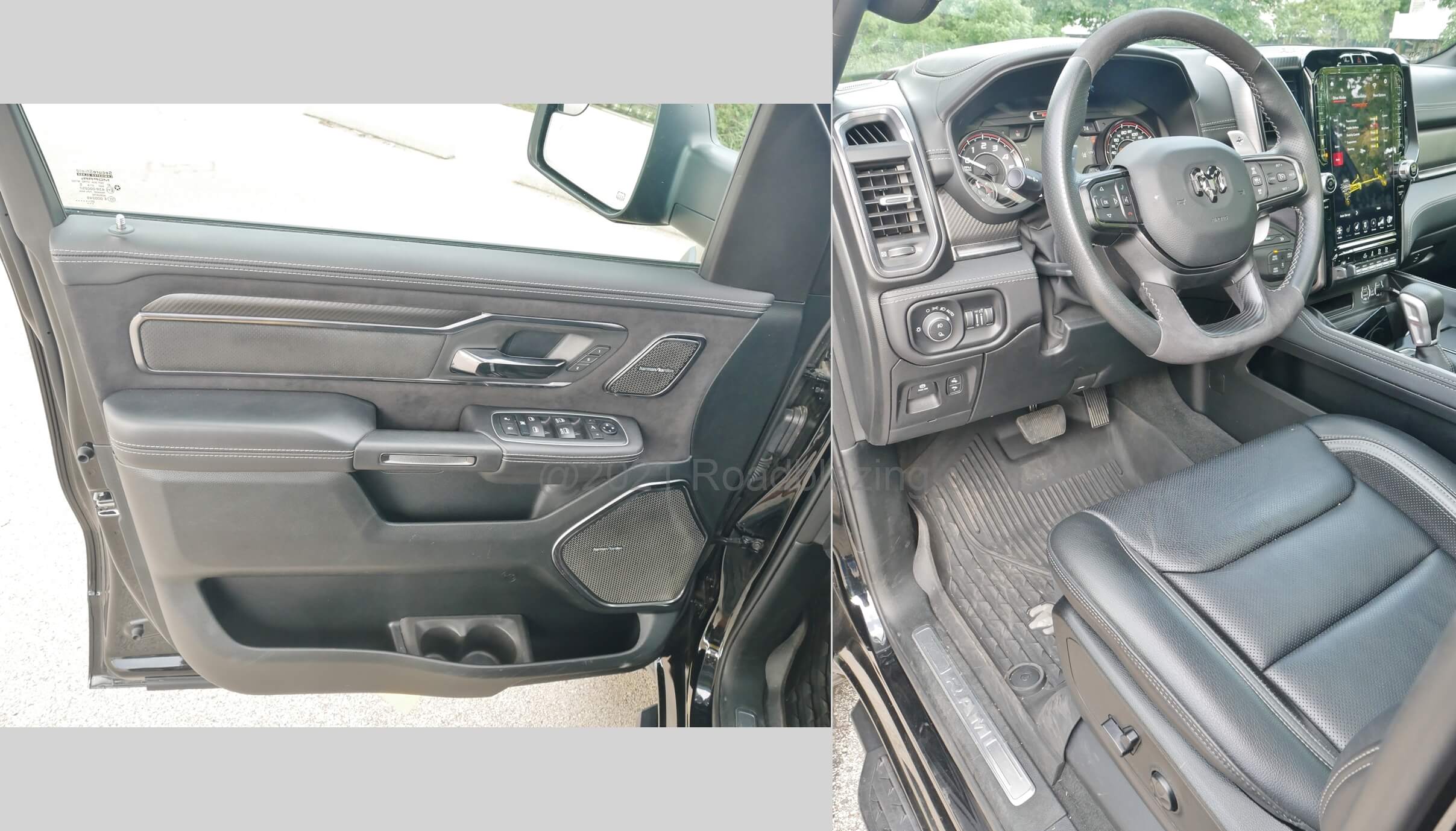 2021 RAM 1500 TRX Crew Cab 4x4: driver's entry with lower left dash controls for power pedal adjustment