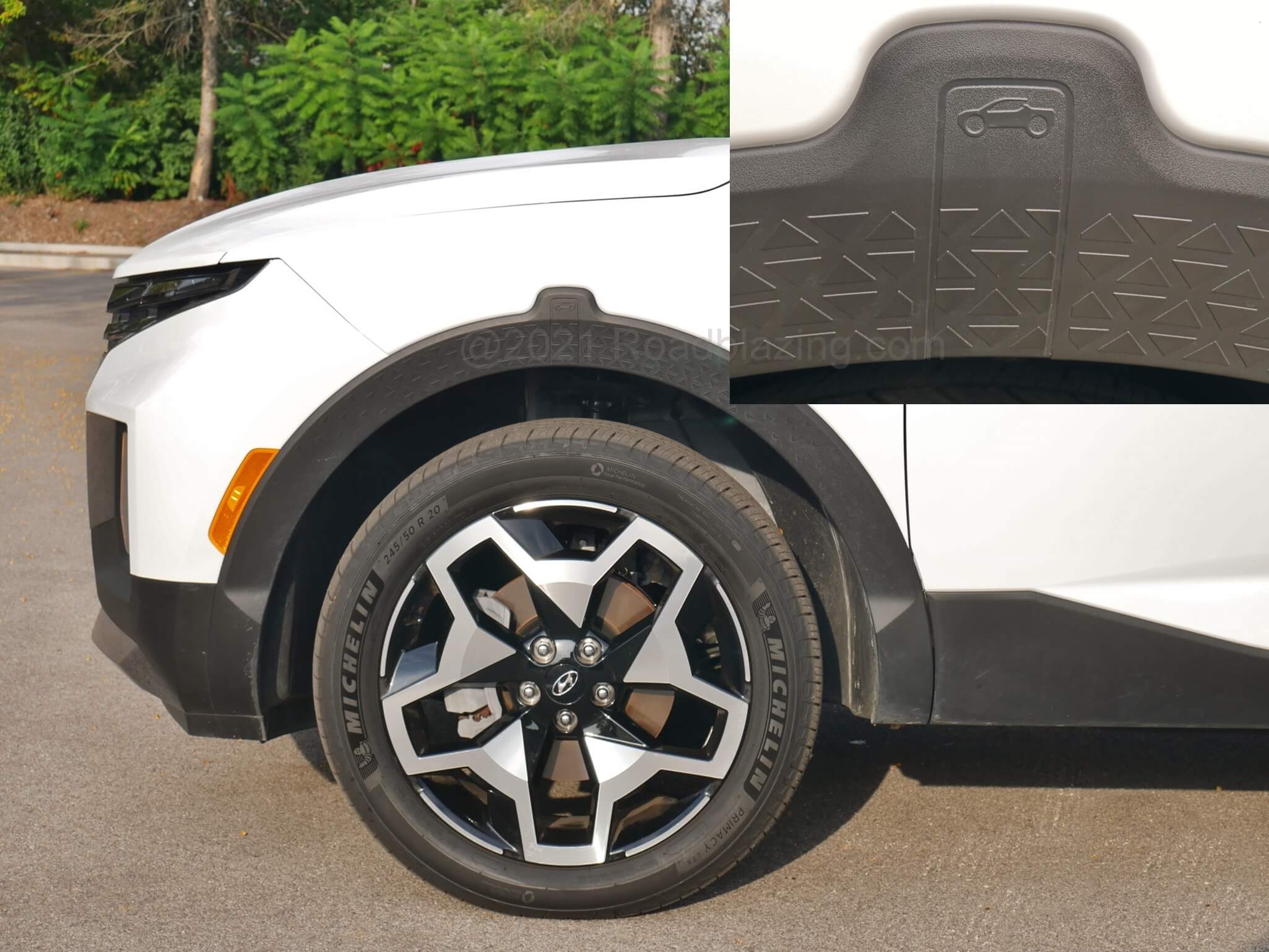 2022 Hyundai Santa Cruz 2.5T Limited AWD: 20" alloys + "Take that Jeep" wheel arch Easter eggs.