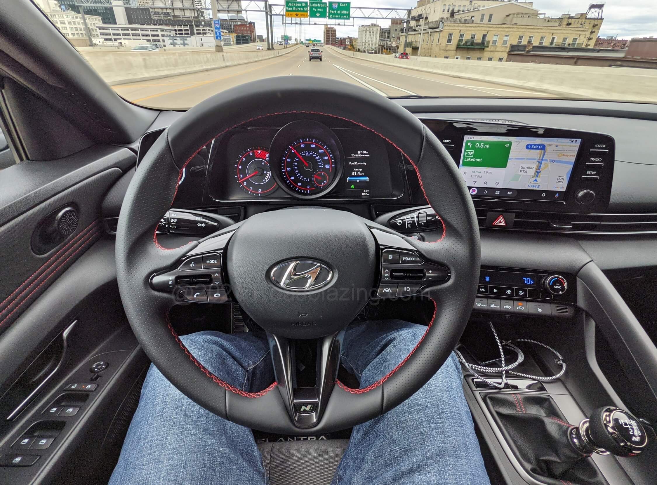 2021 Hyundai Elantra N-Line 1.6T: driving with Android Auto navigation