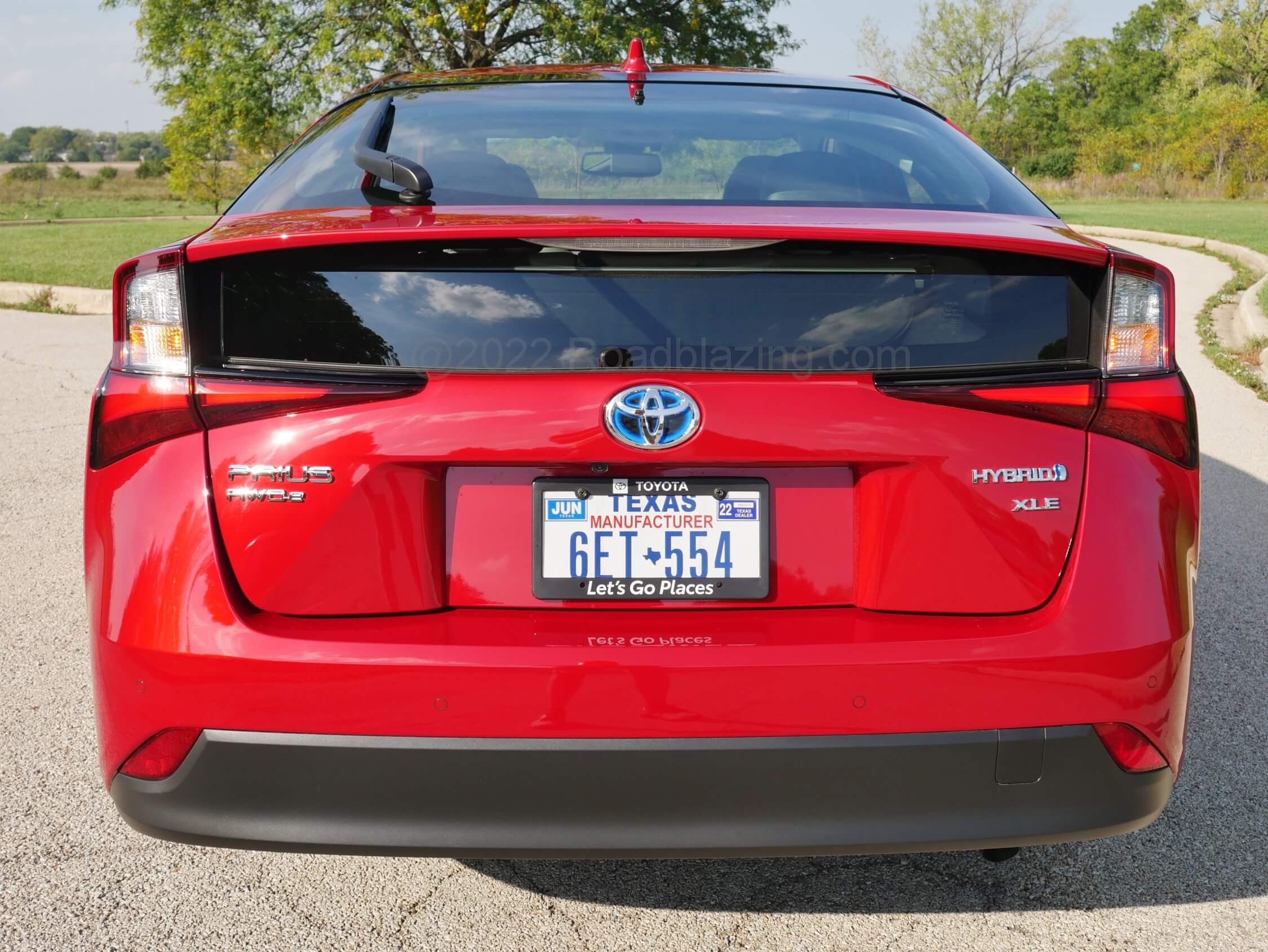 2022 Toyota Prius XLE AWD-e: Kammback liftgate lid lower backlight improves rear outward view