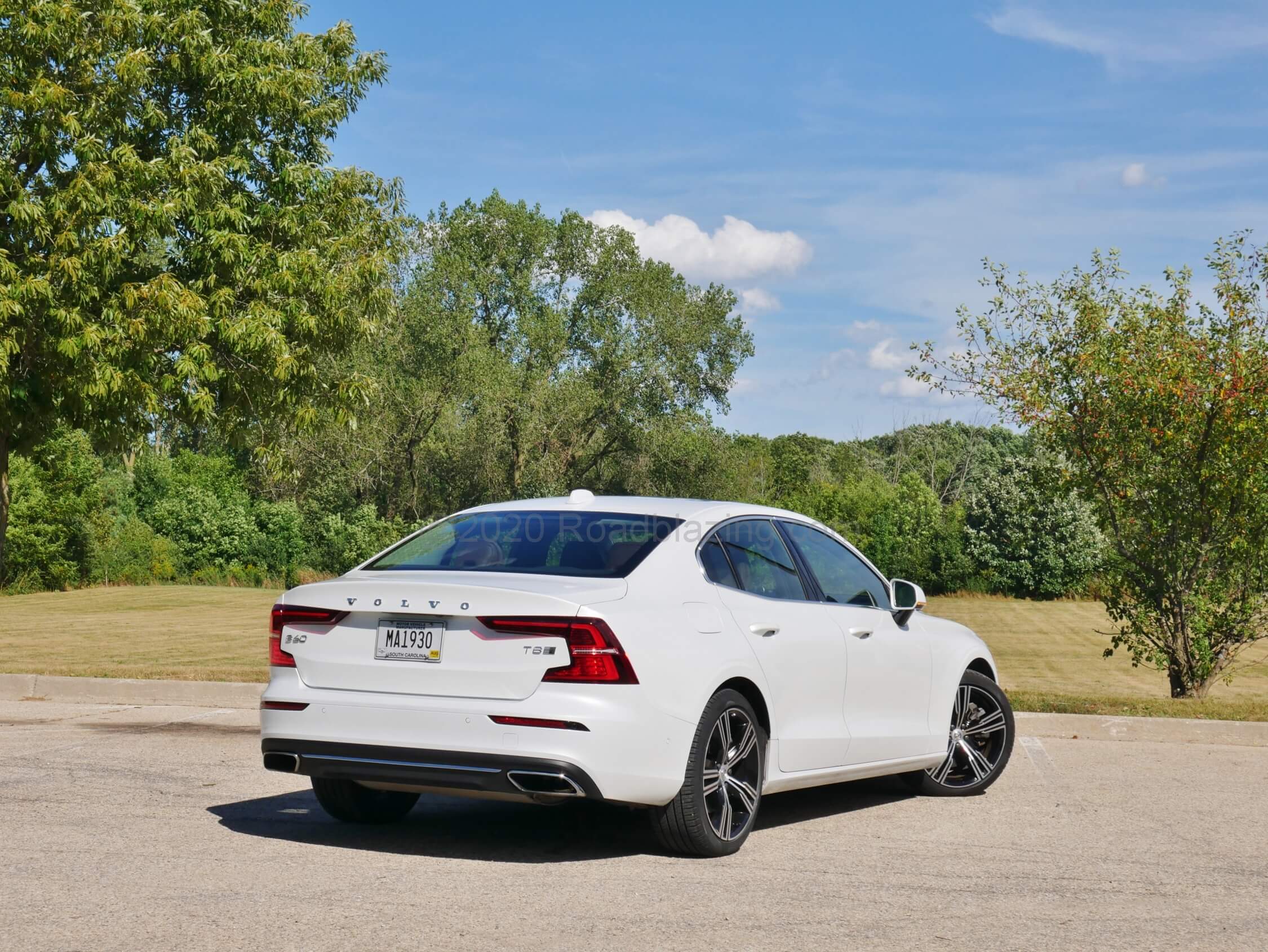 2020 Volvo S60 T8 AWD PHEV: Inboard boomerang LED taillamps and darkened lower rear diffuser sharpen this sporty prestige sedan