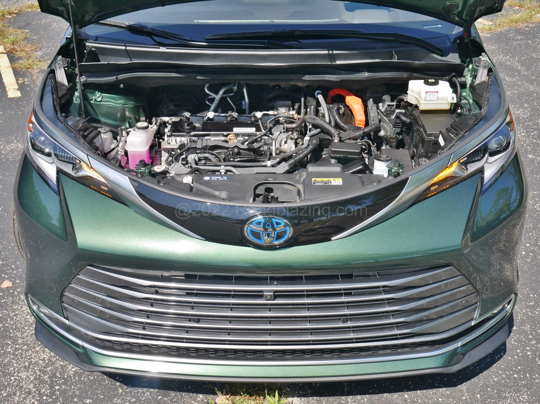 2021 Toyota Sienna Hybrid Platinum AWD: 1.9 kWh battery motor electrified Atkinson cycle 2.5L gas engine = 245 net HP + CVT + available rear wheel 53 hp AWD motor