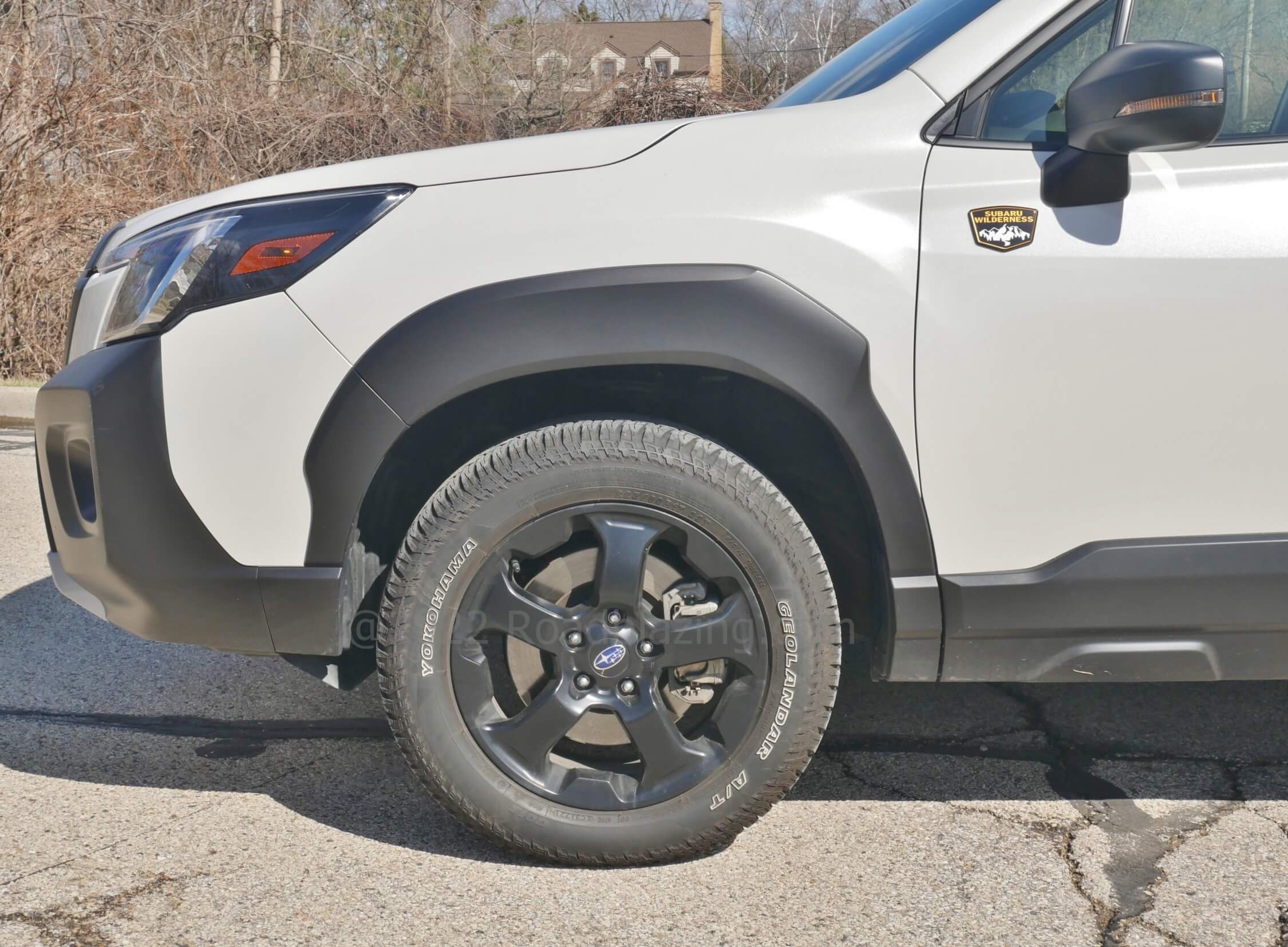 2022 Subaru Forester 2.5L Wilderness AWD: all-terrain rubber on 17" dark alloys hum slightly on an utterly compliant independent suspension