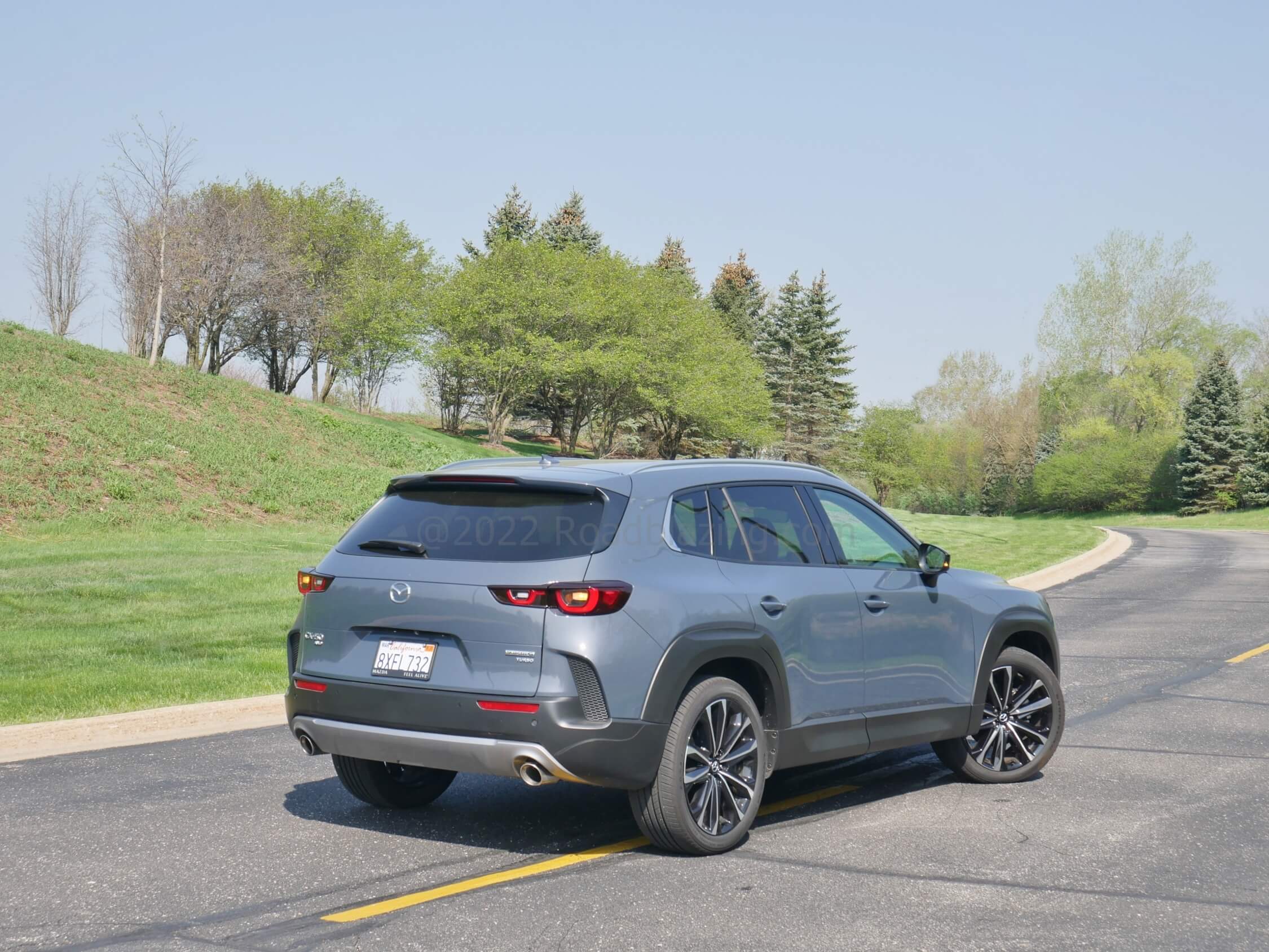 2023 Mazda CX-50 2.5 Turbo: Taller rising beltline + lower roof + punched out liftgate vs. CX-5