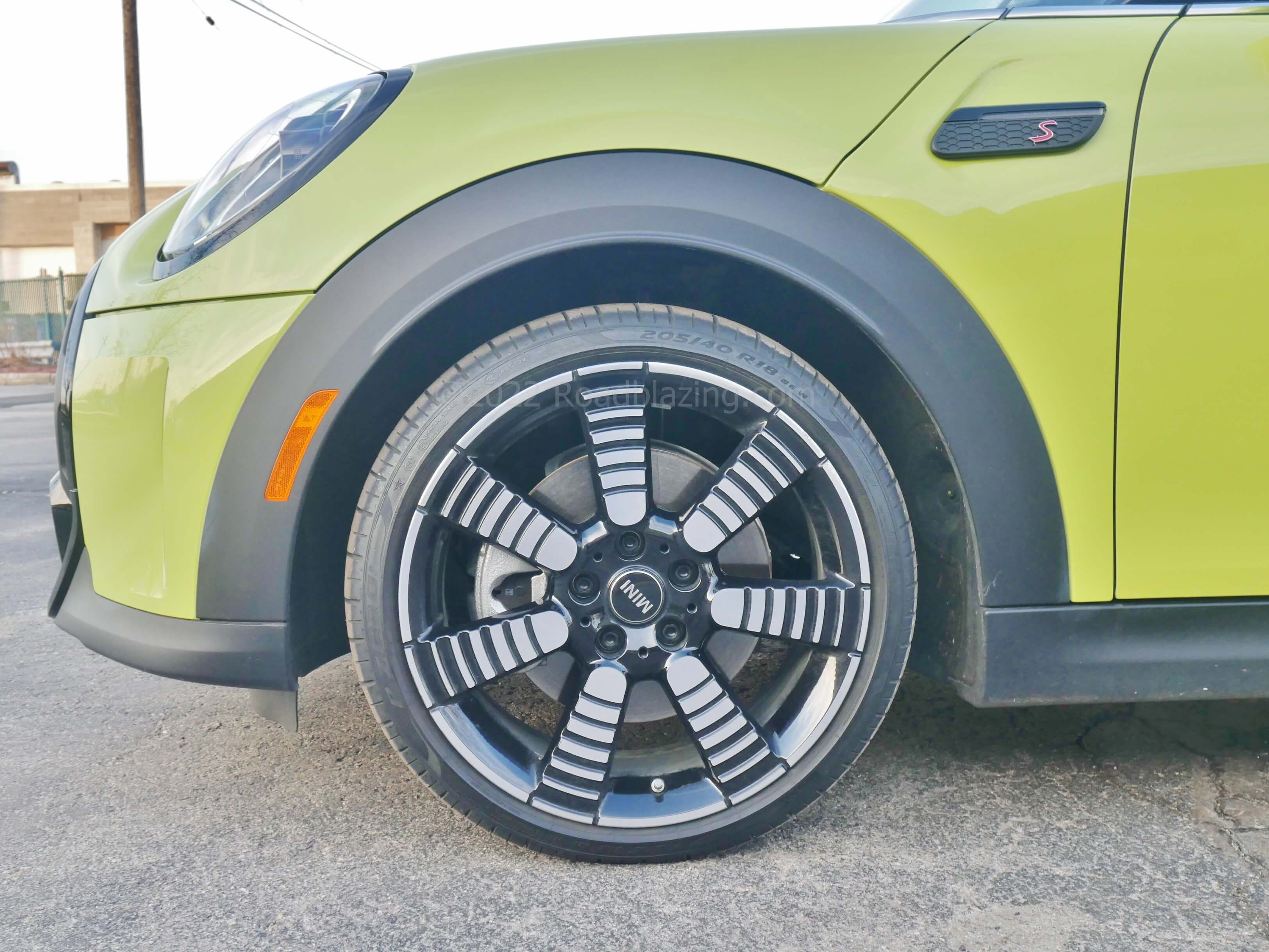2022 MINI Cooper S Convertible: rather taut indie suspension wears low profile Pirelli PZeros on 18" wheels