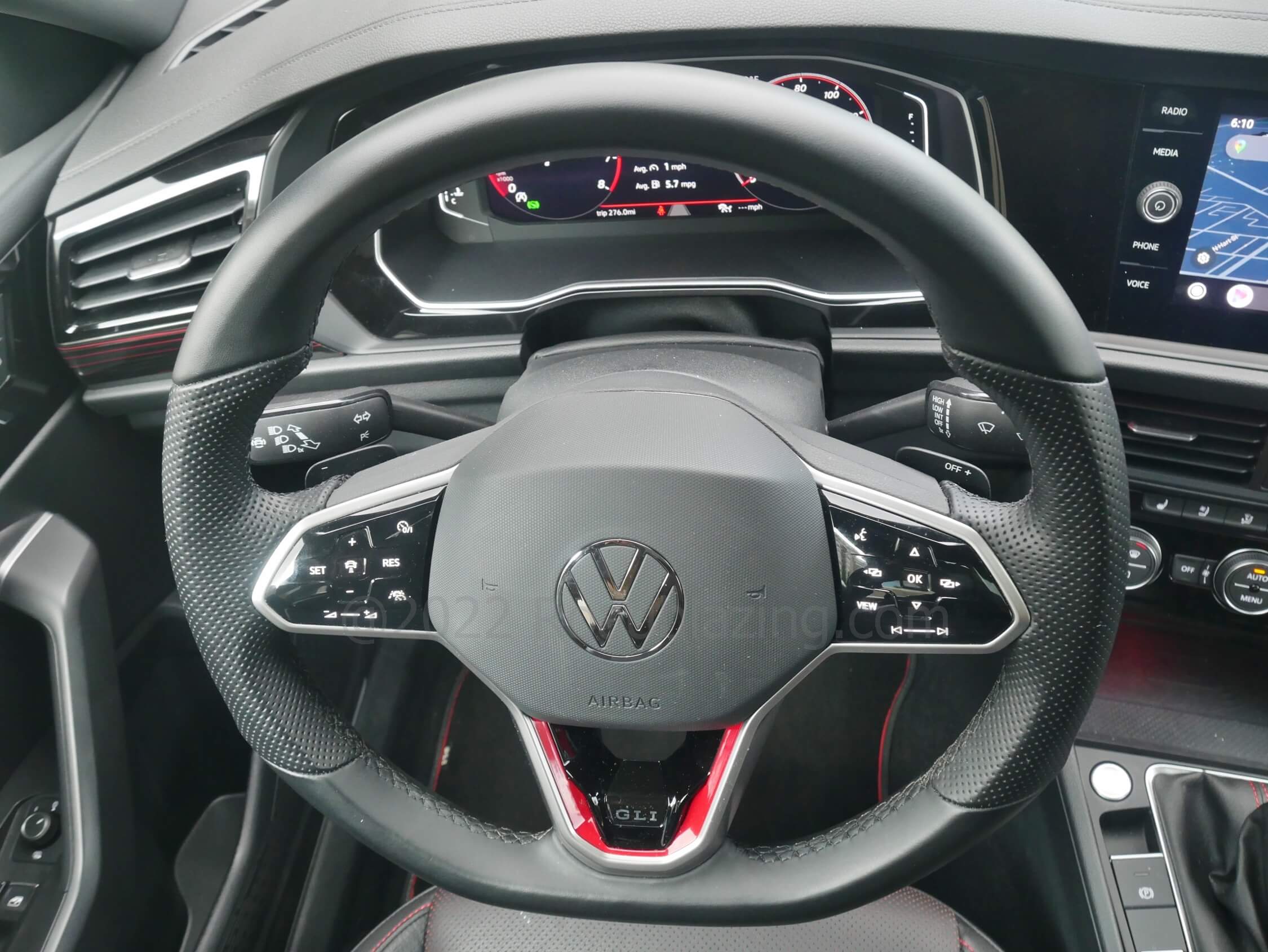 2022 Volkswagen Jetta GLI Autobahn: new thick leather rimmed sport steering wheel w/ haptic slide control