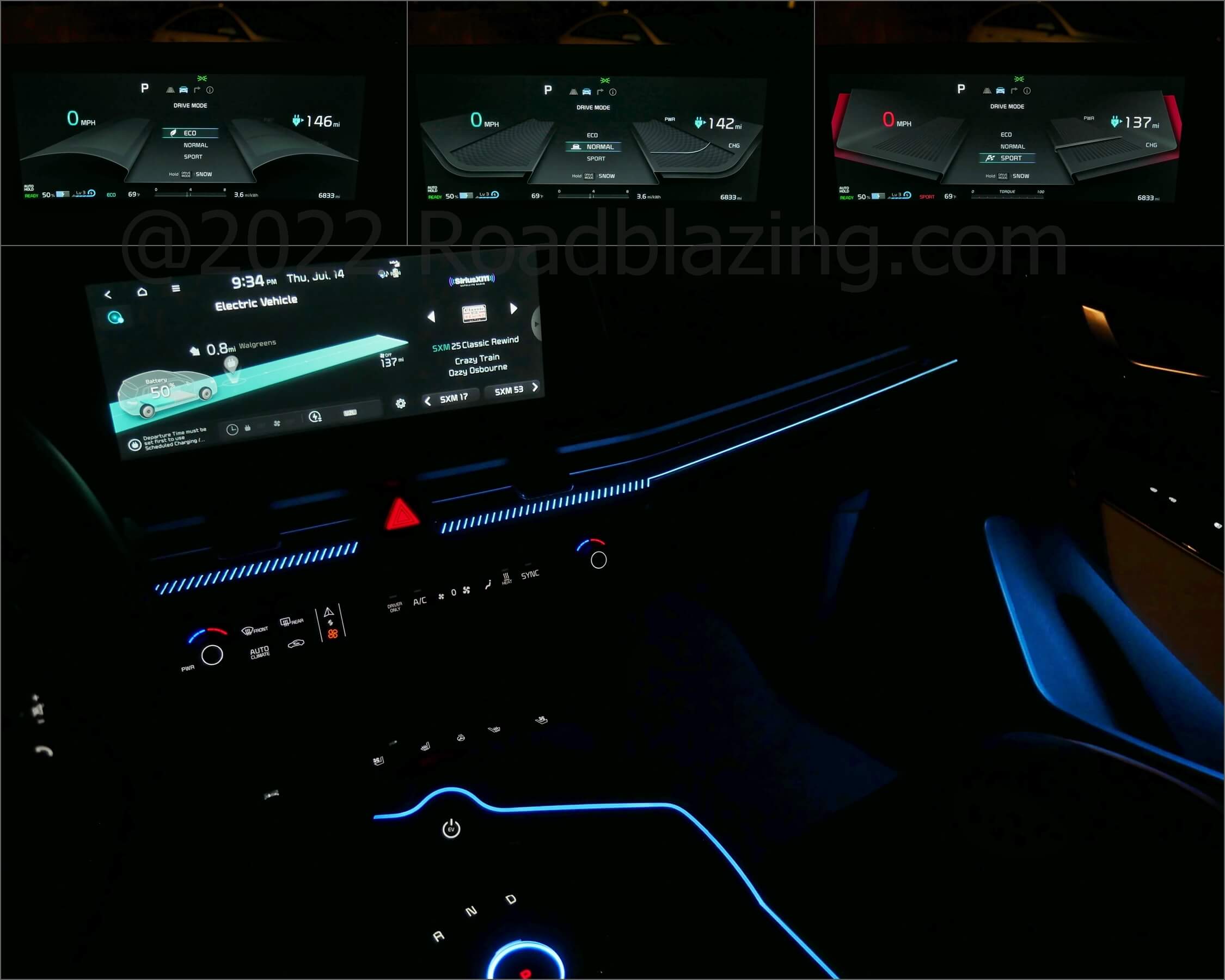 2022 Kia EV6 GT-Line AWD: night interior illumination