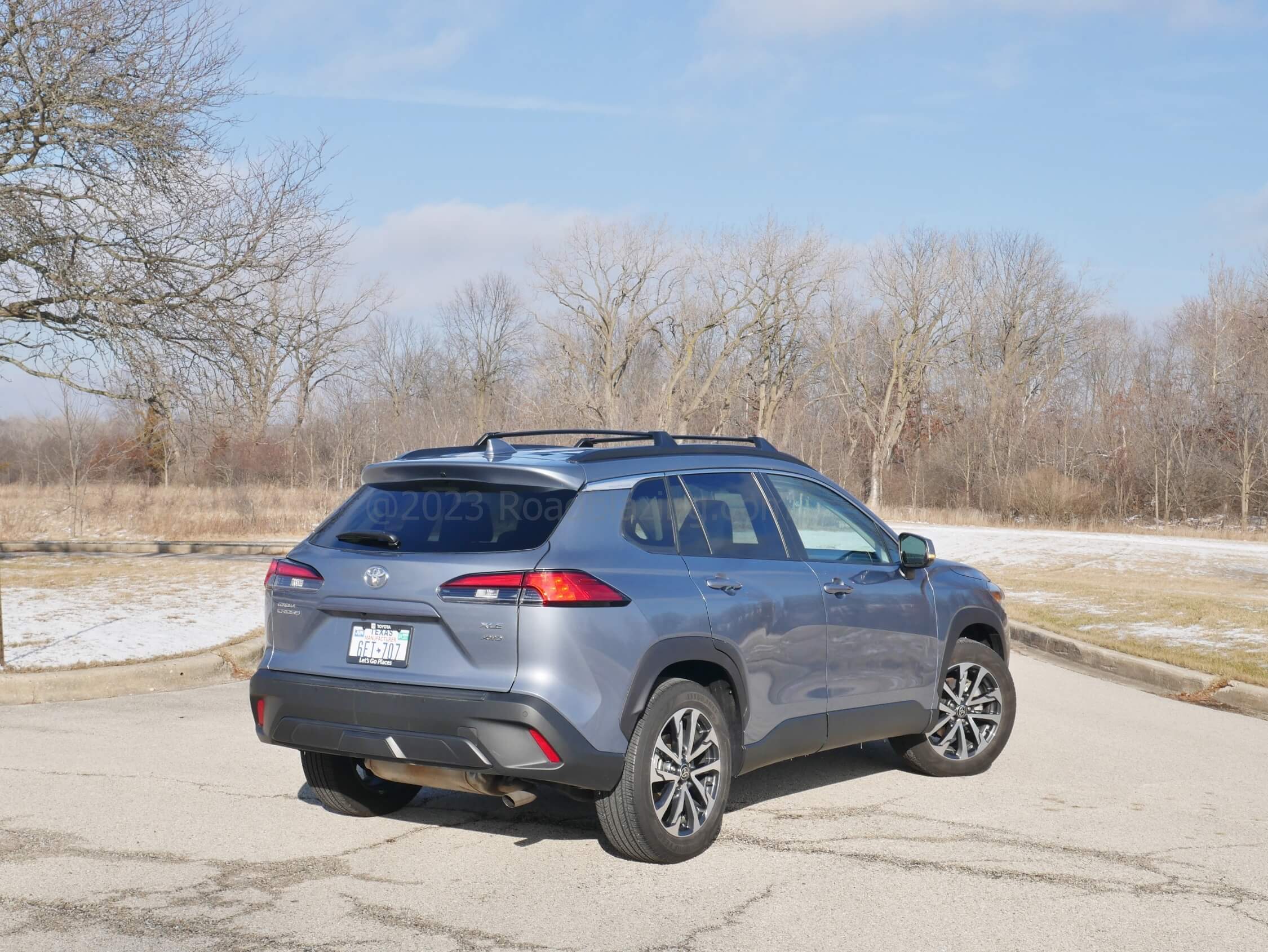 2022 Toyota Corolla Cross XLE AWD: in Celestite Gray, taller than wagon stance speaks to active lifestyle